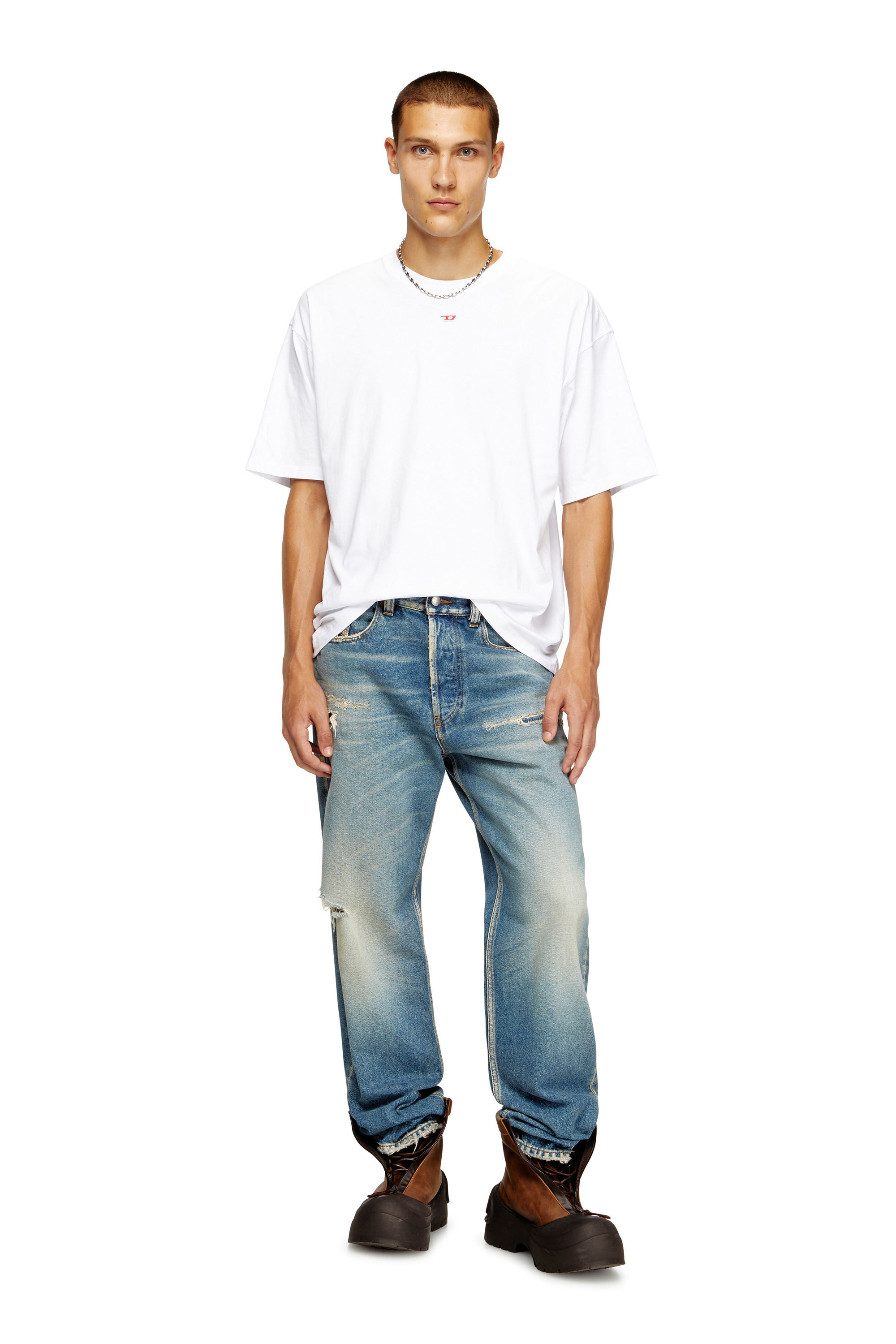 Diesel - T-BOXT-D, T-shirt avec empiècement D brodé Mixte in Blanc - 1