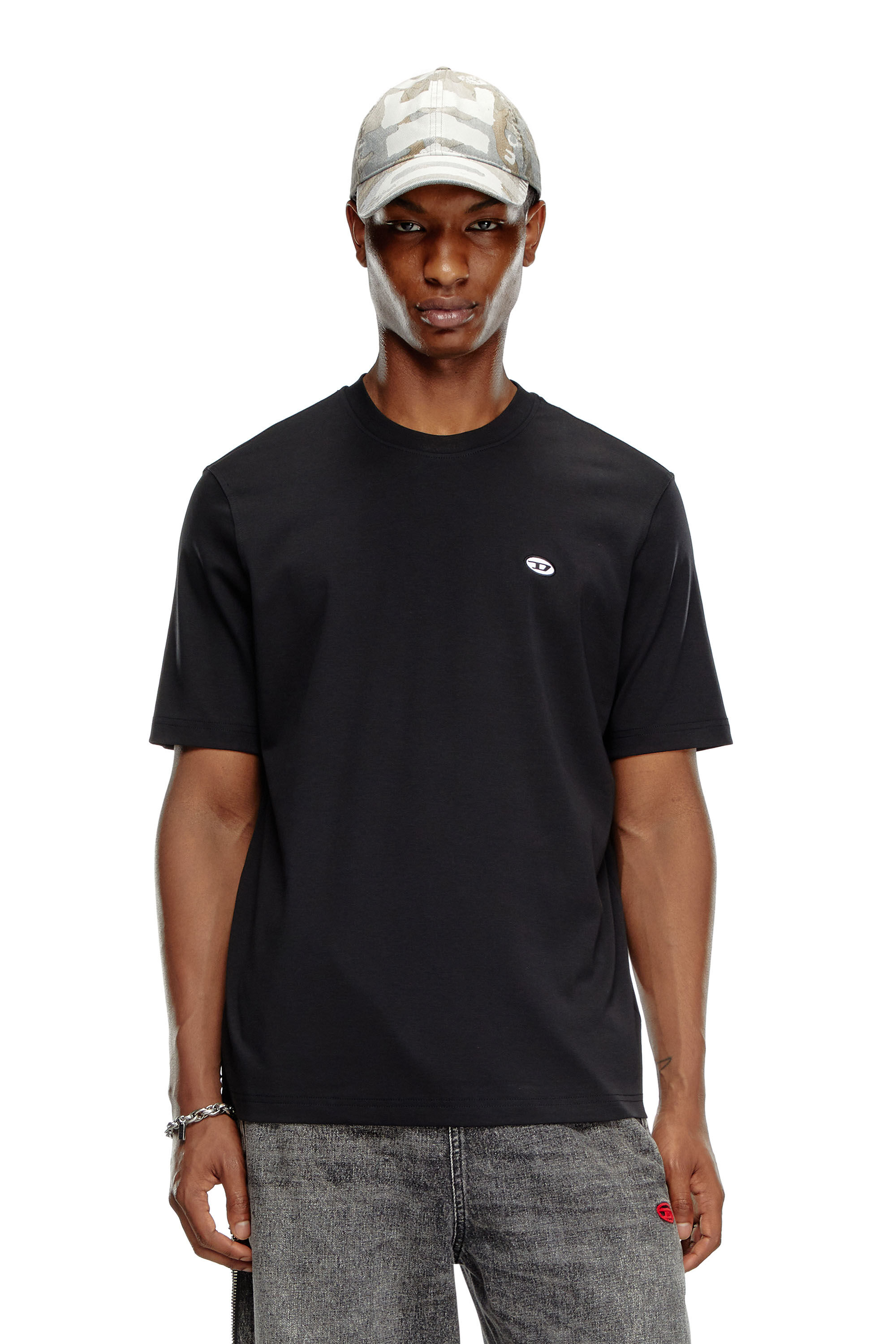Diesel - T-ADJUST-DOVAL-PJ, Homme T-shirt avec empiècement oval D in Noir - Image 3
