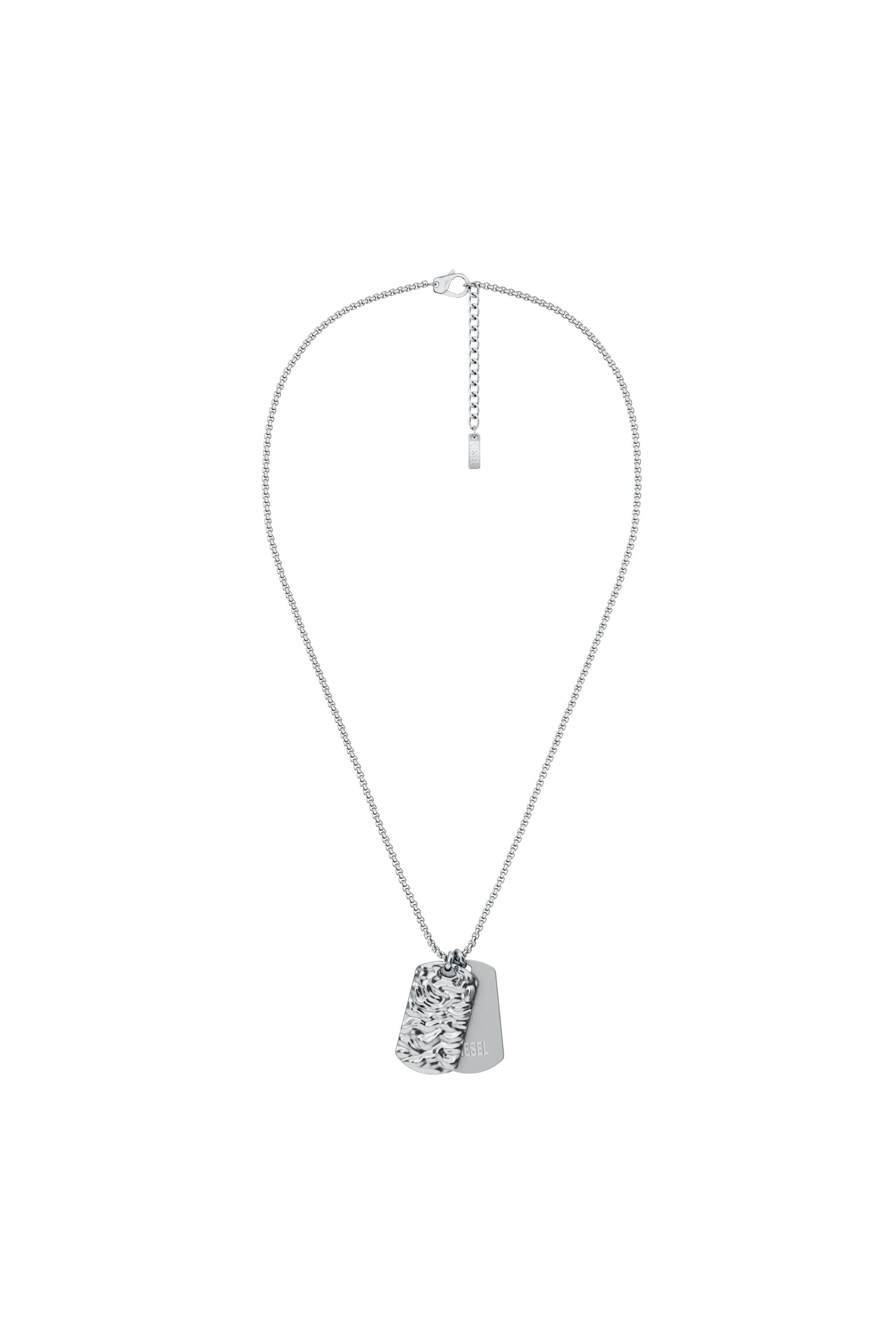 Diesel - DX1735040, Collana con piastrina in acciaio inox Unisex in Argento - 1