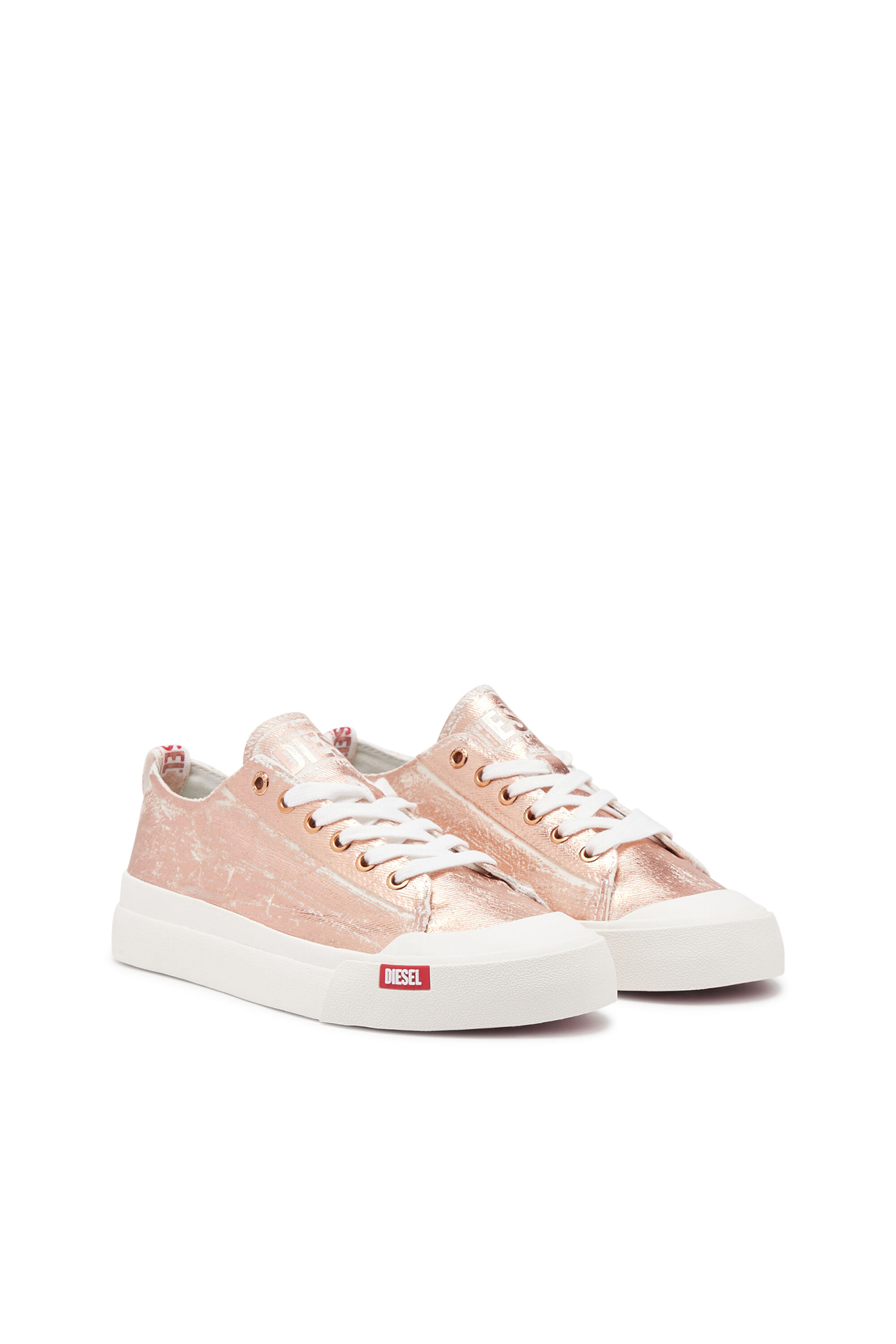 Diesel - S-ATHOS LOW W, Donna S-Athos Low-Sneaker in canvas metallizzato distressed in Rosa - Image 2