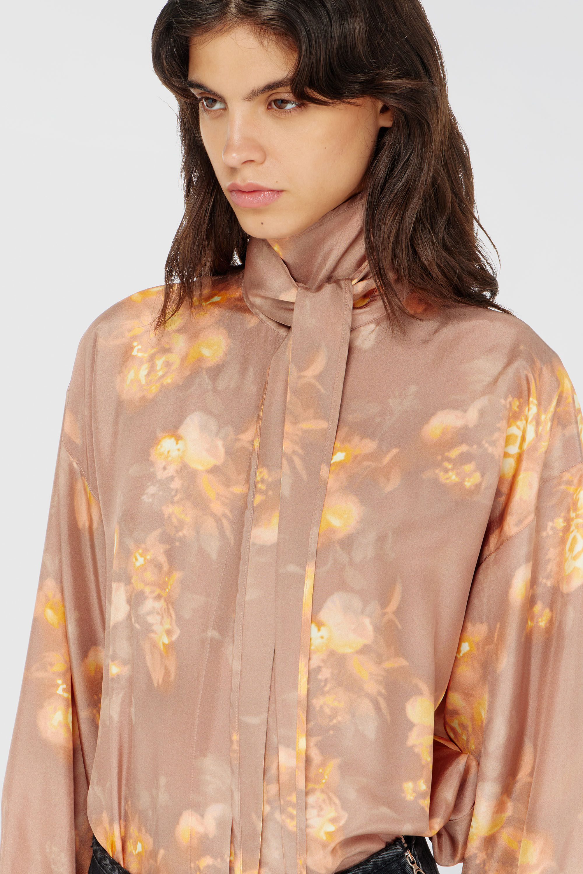 Diesel - C-ALLAS-T1, Camicia in seta habotai a stampa floreale Donna in Marrone - 5