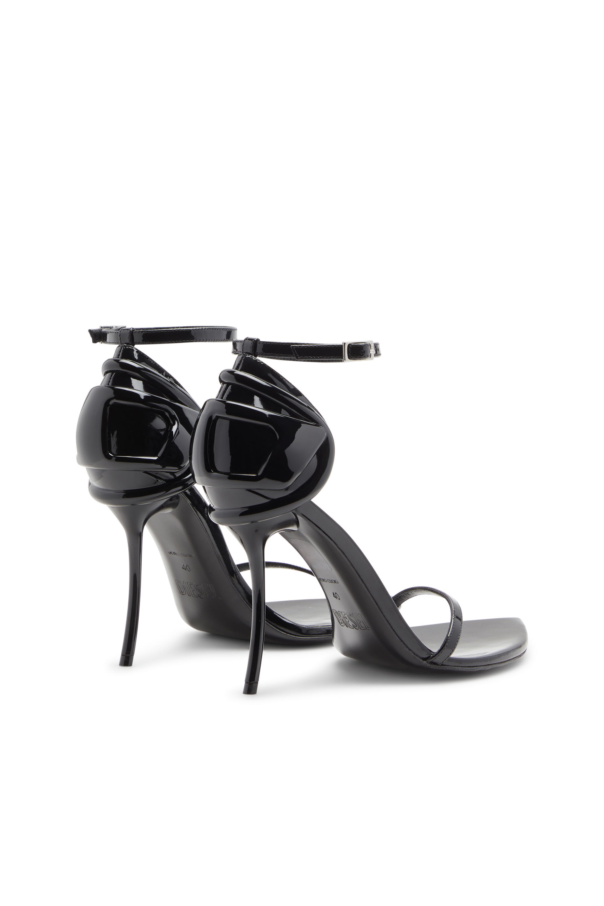 Diesel - D-TEN&HALF SANDAL, D-Ten&Half-Sandalo a stiletto in vernice e raso Donna in Nero - 3