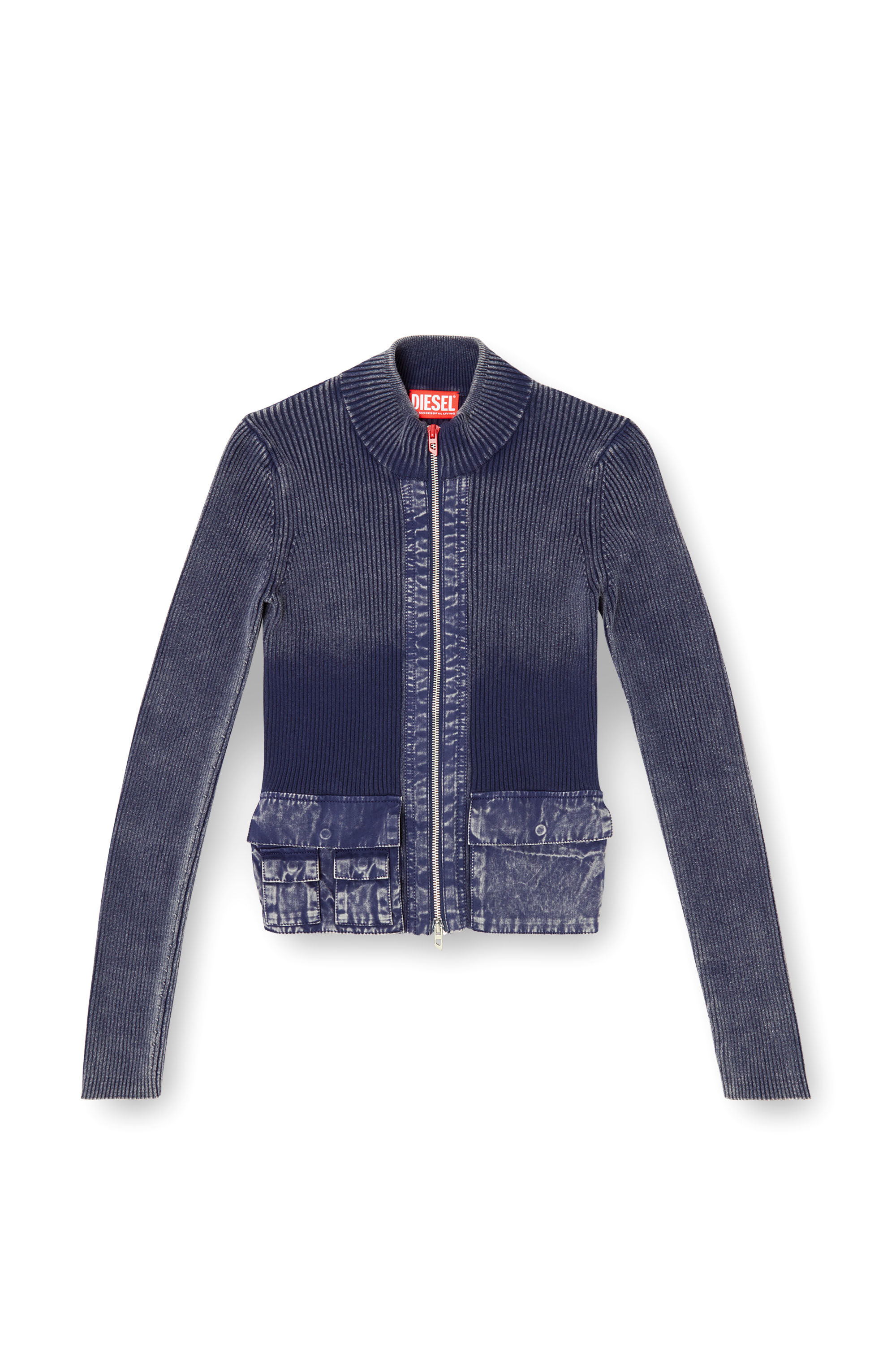 Diesel - M-MELISSA, Cardigan con zip e tasche cargo in denim Donna in Blu - 2