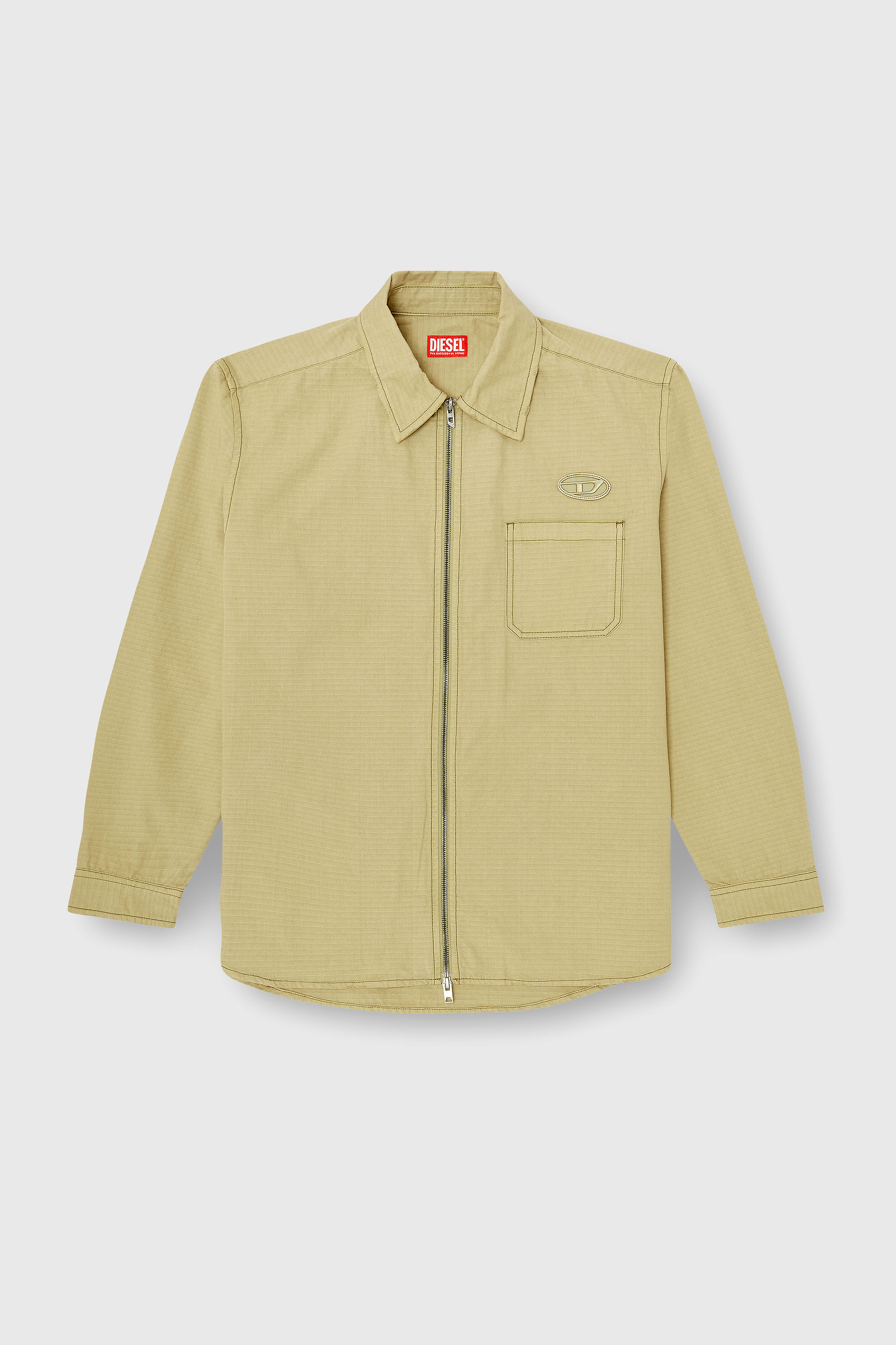 Diesel - S-ALIAS-ZIP, Chemise en ripstop avec fermeture zipp&eacute;e Homme in Beige - 2