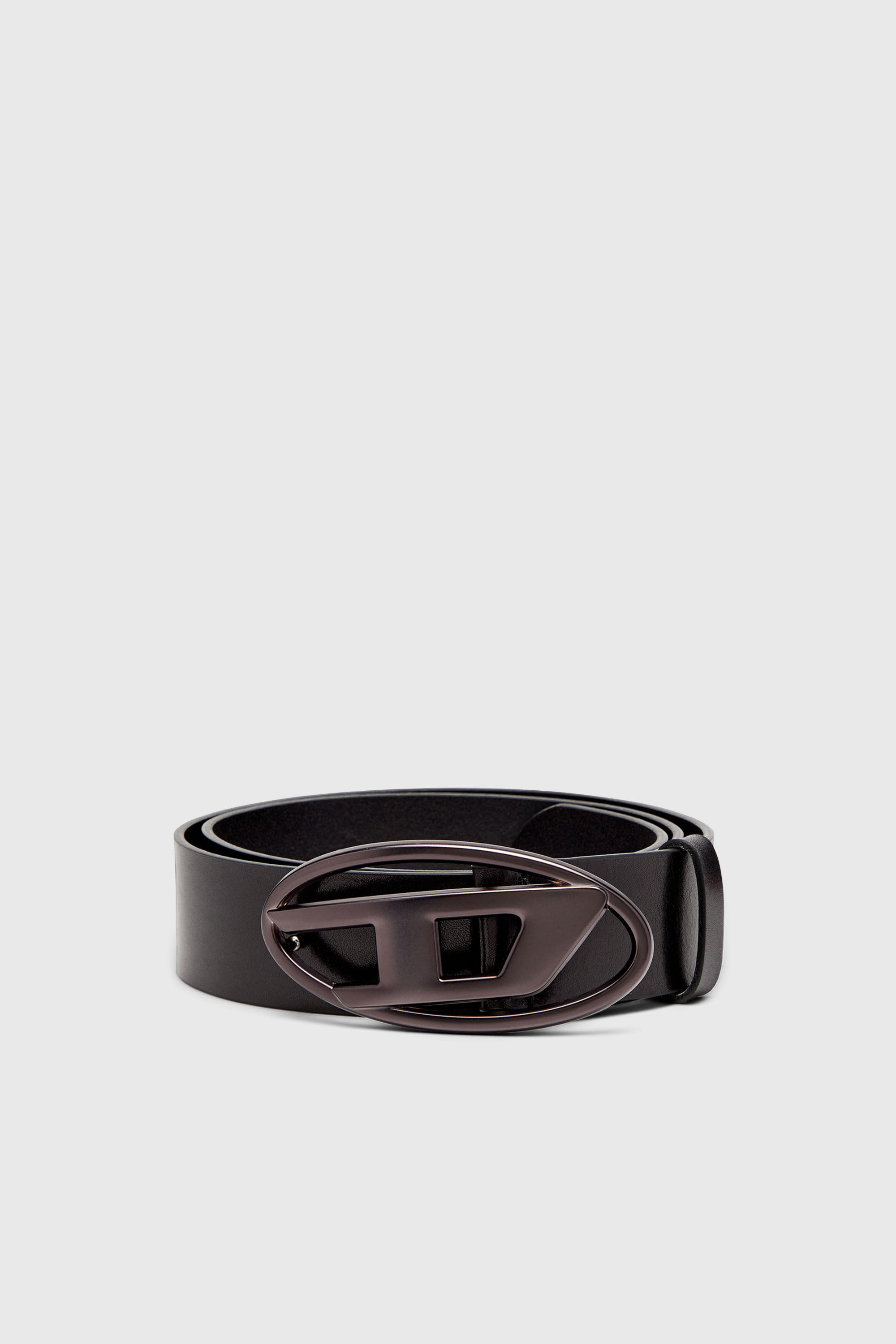 Diesel - B-1DR, Unisex 3.9cm G&uuml;rtel aus Leder mit Metallic-Oval D-Schnalle in Schwarz - 1