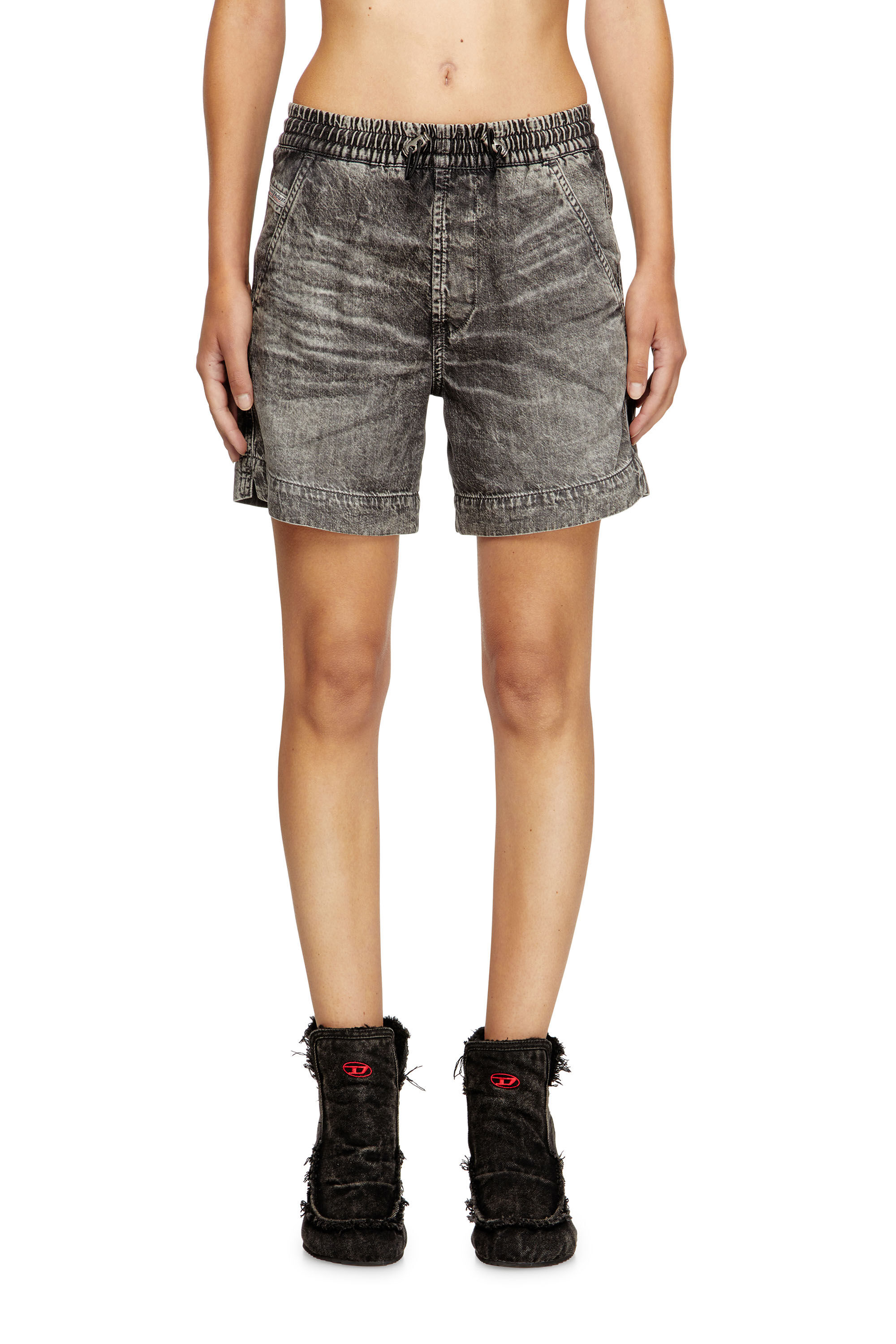 Diesel - D-TENNI-S1, Short in denim marmorizzato Unisex in Nero - 4