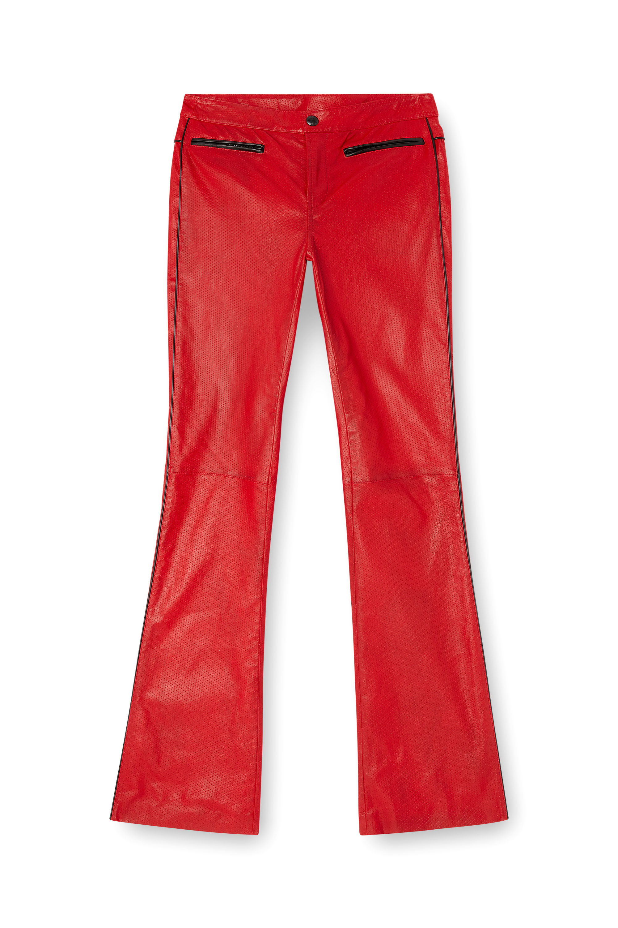 Diesel - L-INSEY, Damen Bikerhose aus perforiertem Stretch-Leder in Rot - 2