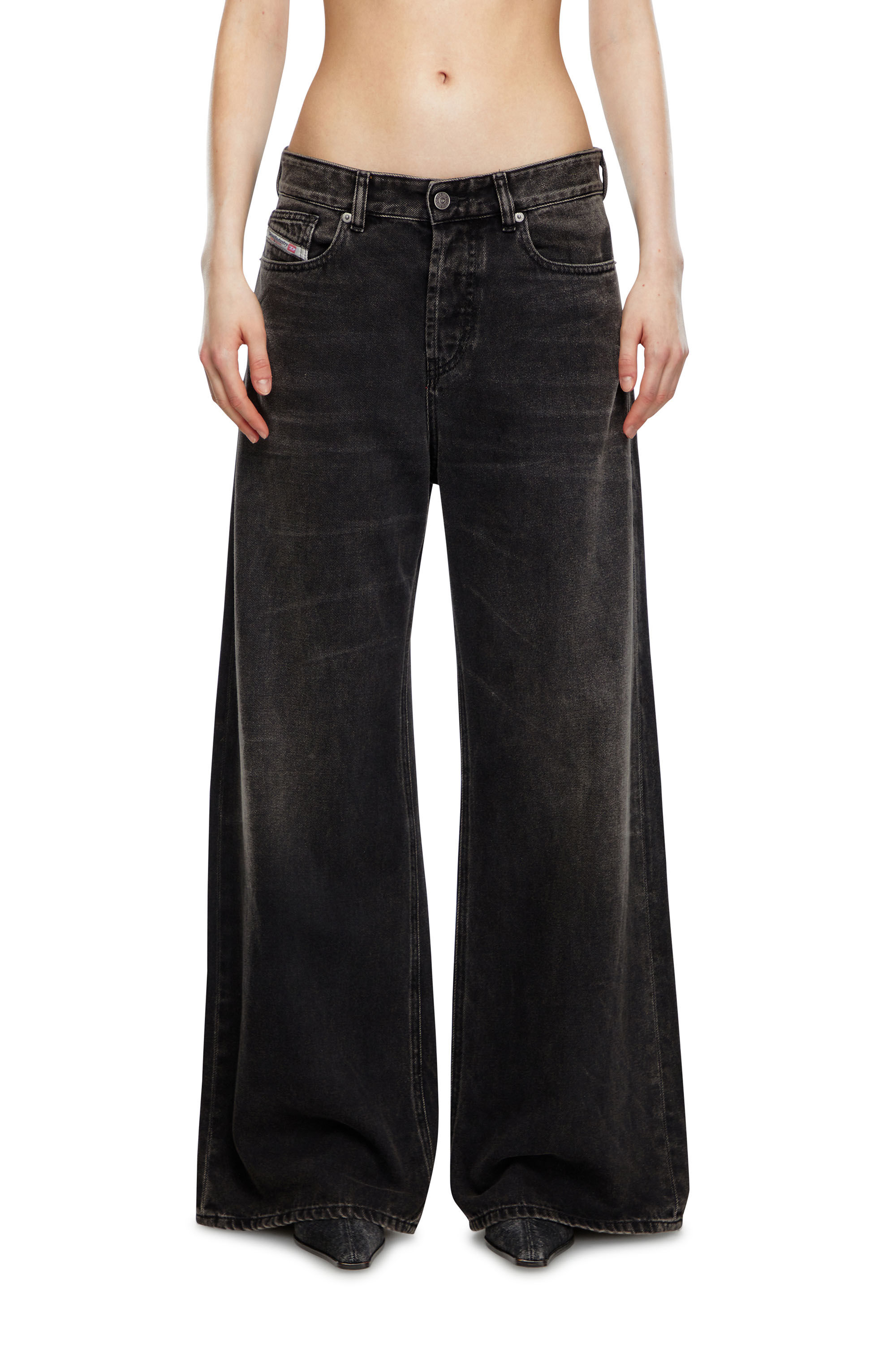 Diesel - Femme Straight Jeans 1996 D-Sire 09J96, Noir/Gris foncé - Image 3
