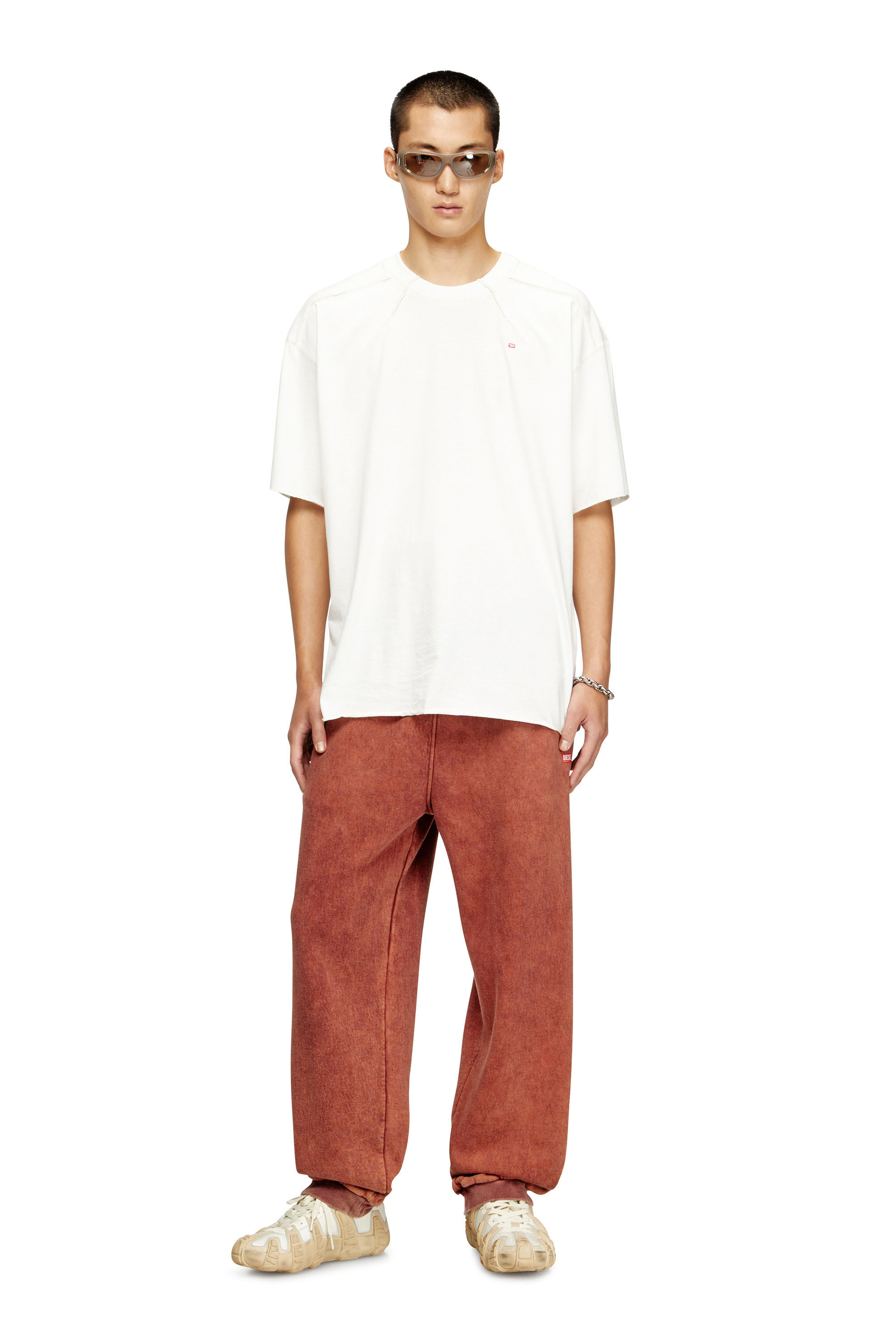 Diesel - T-CRAHOR-BOXT-T1, T-shirt in cotone con micro ricamo Uomo in Bianco - 1