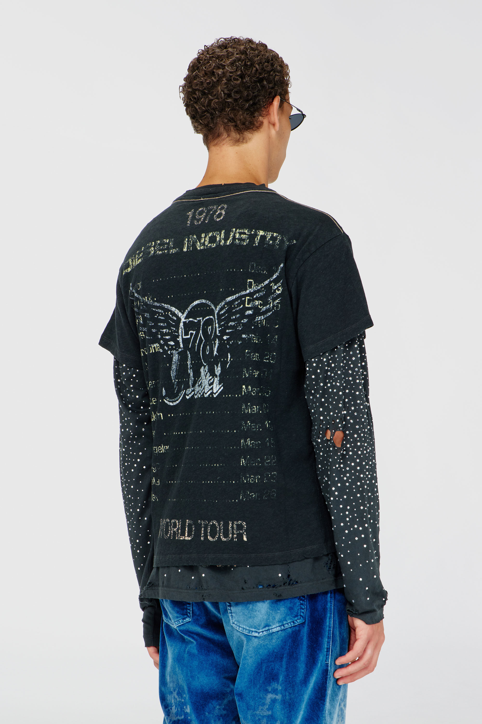 Diesel - T-GERIO-A, T-shirt in cotone-canapa con grafica concerti Uomo in Nero - 4