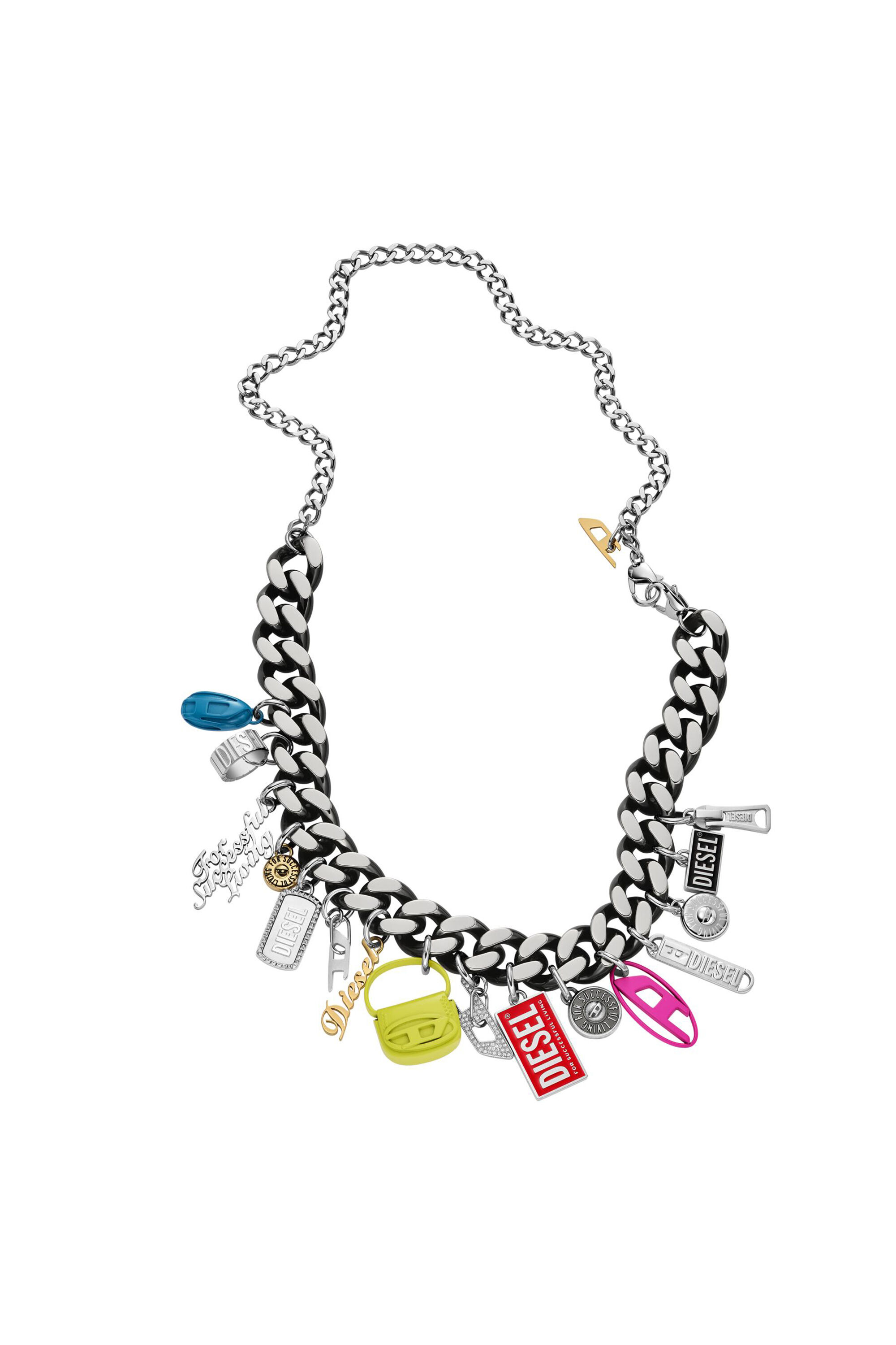 Diesel - DX1522 JEWEL, Collier chaîne à breloques en acier inoxydable noir Mixte in Polychrome - 2