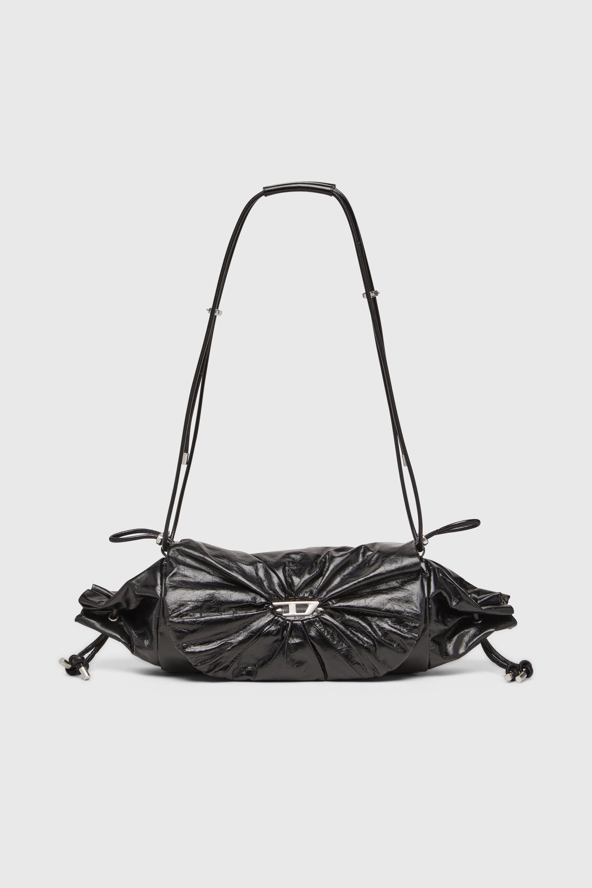 Diesel - SCRUNCH-D SHOULDER M, Woman's Scrunch-D-Shoulder bag in scrunched shiny leather in Black - 2