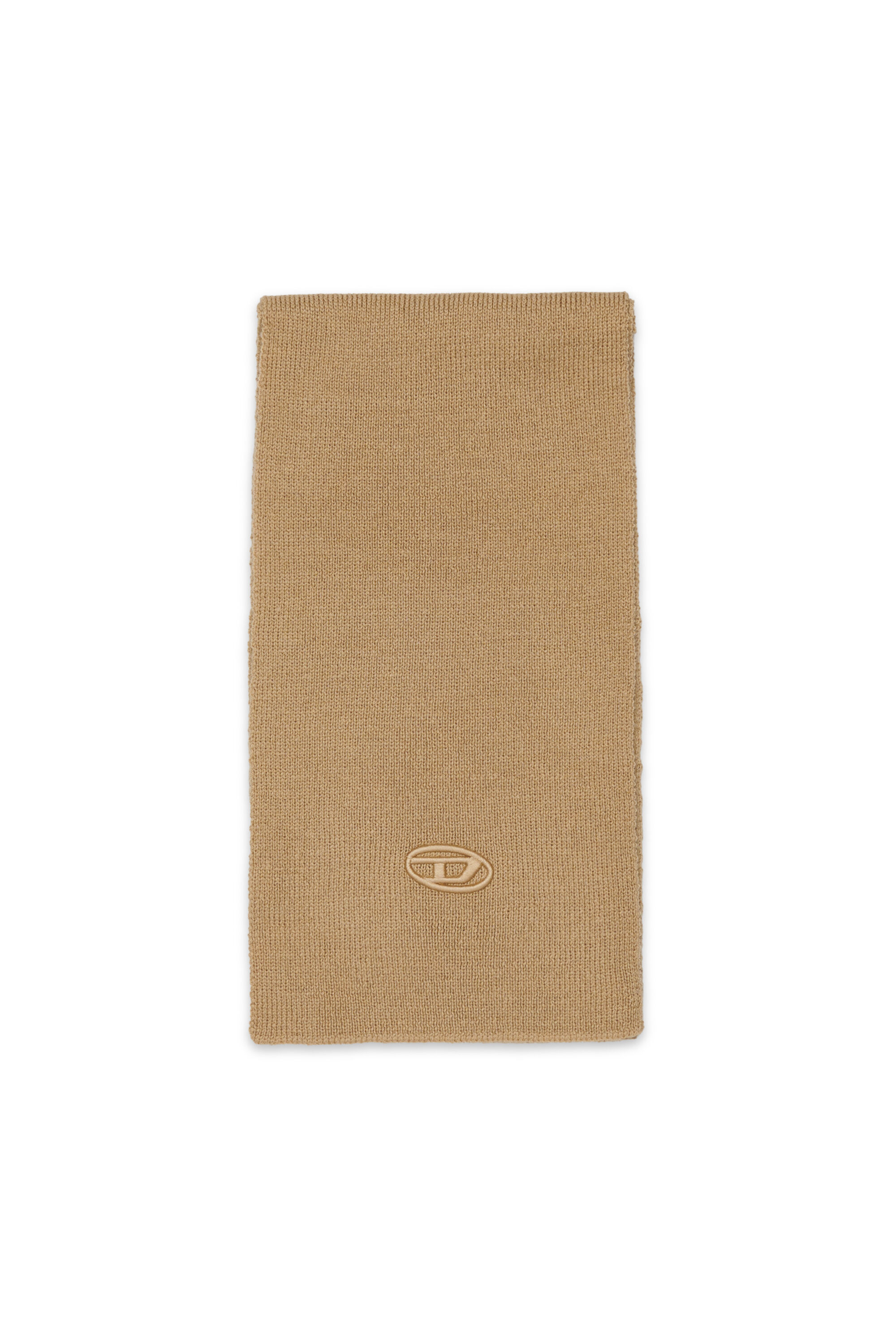 Diesel - RKCODERSCARF, Écharpe en laine mélangée avec logo Mixte in Marron - 1