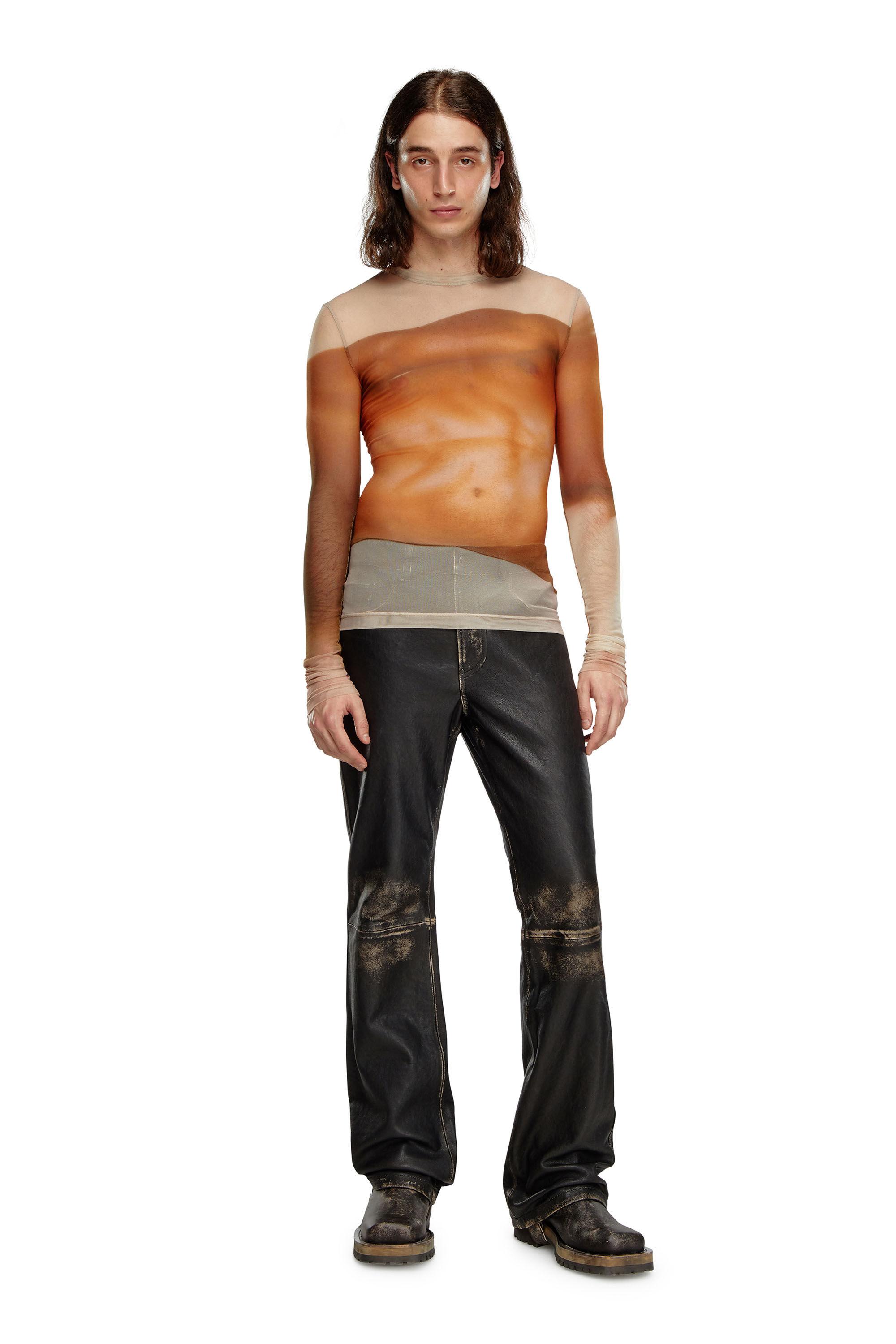 Diesel - PR-T-SIELAR-SS, T-shirt in tulle con stampe maxi Unisex in Rosa - 1