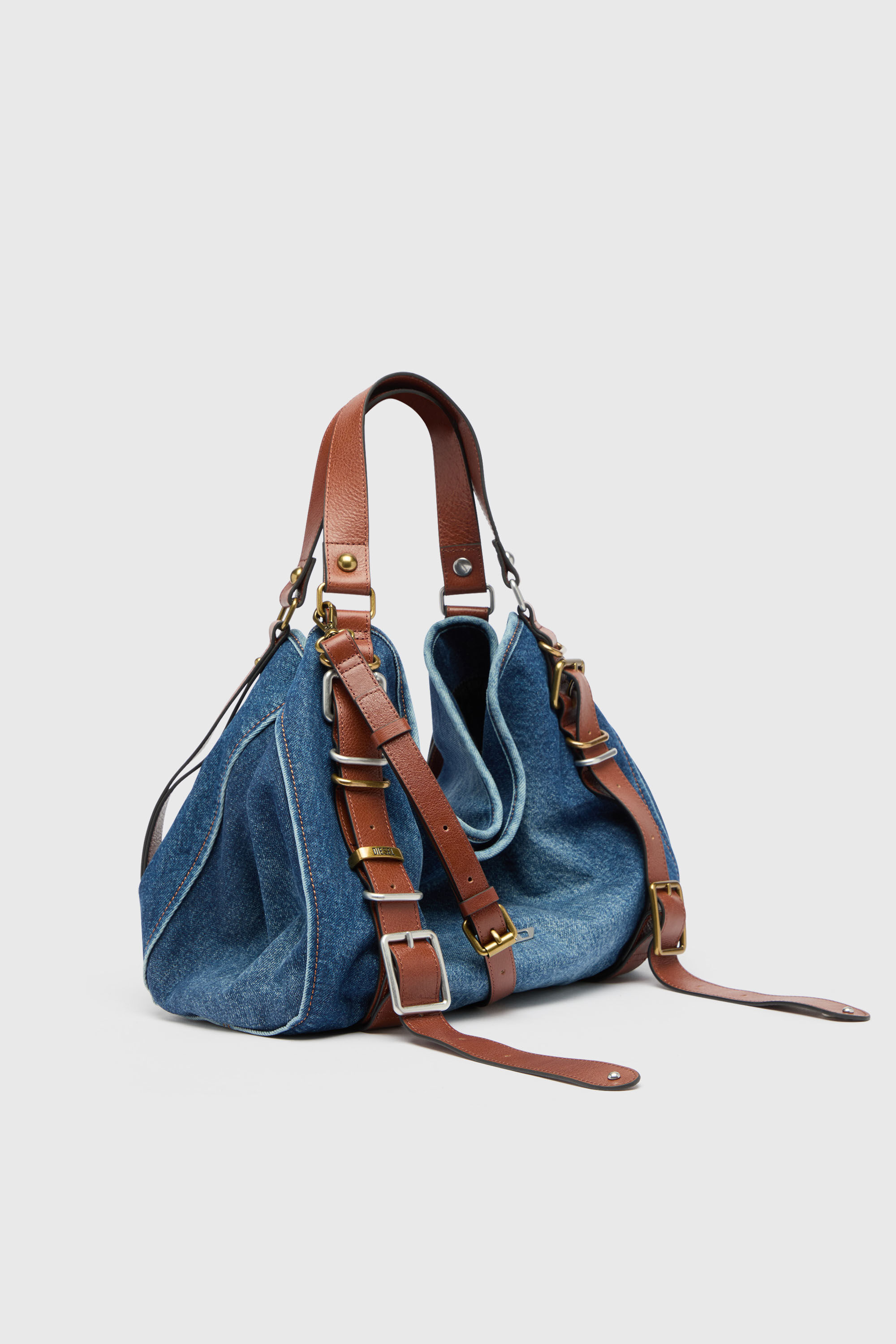 Diesel - D-ONE TOPHANDLE M, Damen D-One-Medium Top-Handle-Tasche aus Denim und Leder in null - 3