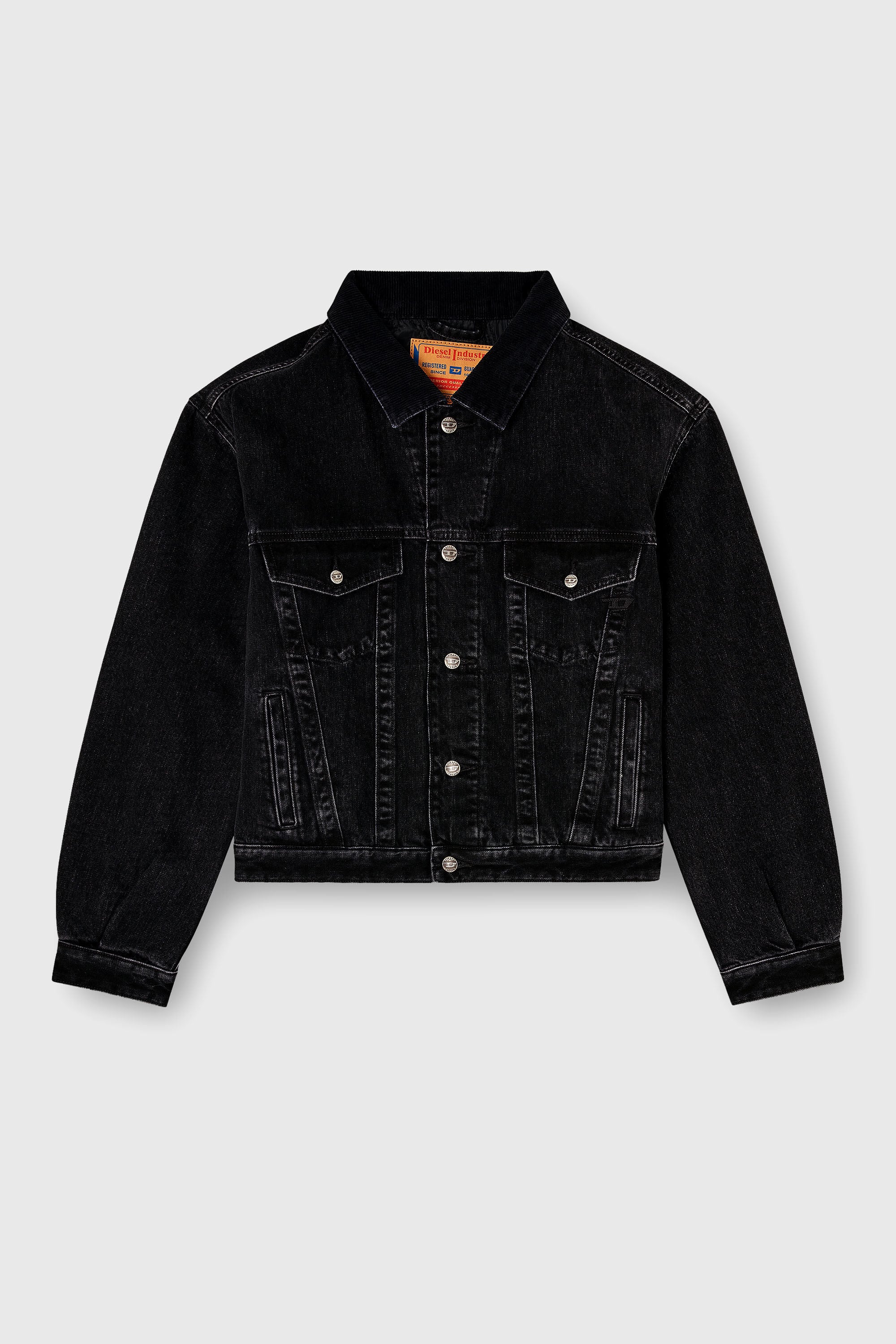 Diesel - D-RANGER-T, Unisex's Padded trucker jacket in denim in Black - 2