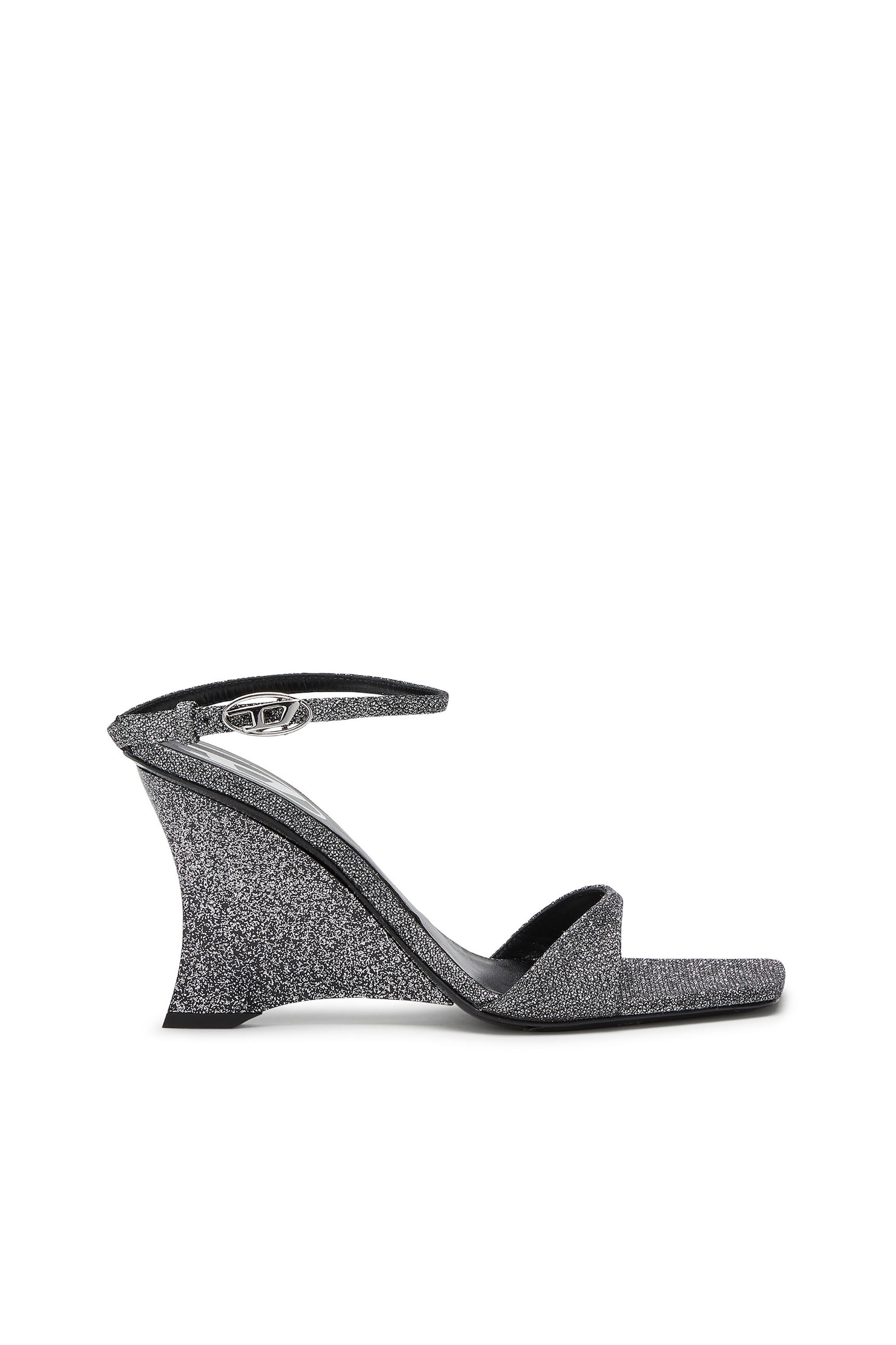 Diesel - D-AMBER SANDAL WEDGE, D-Amber-Wedge sandals in Lurex fabric Donna in Argento - 1