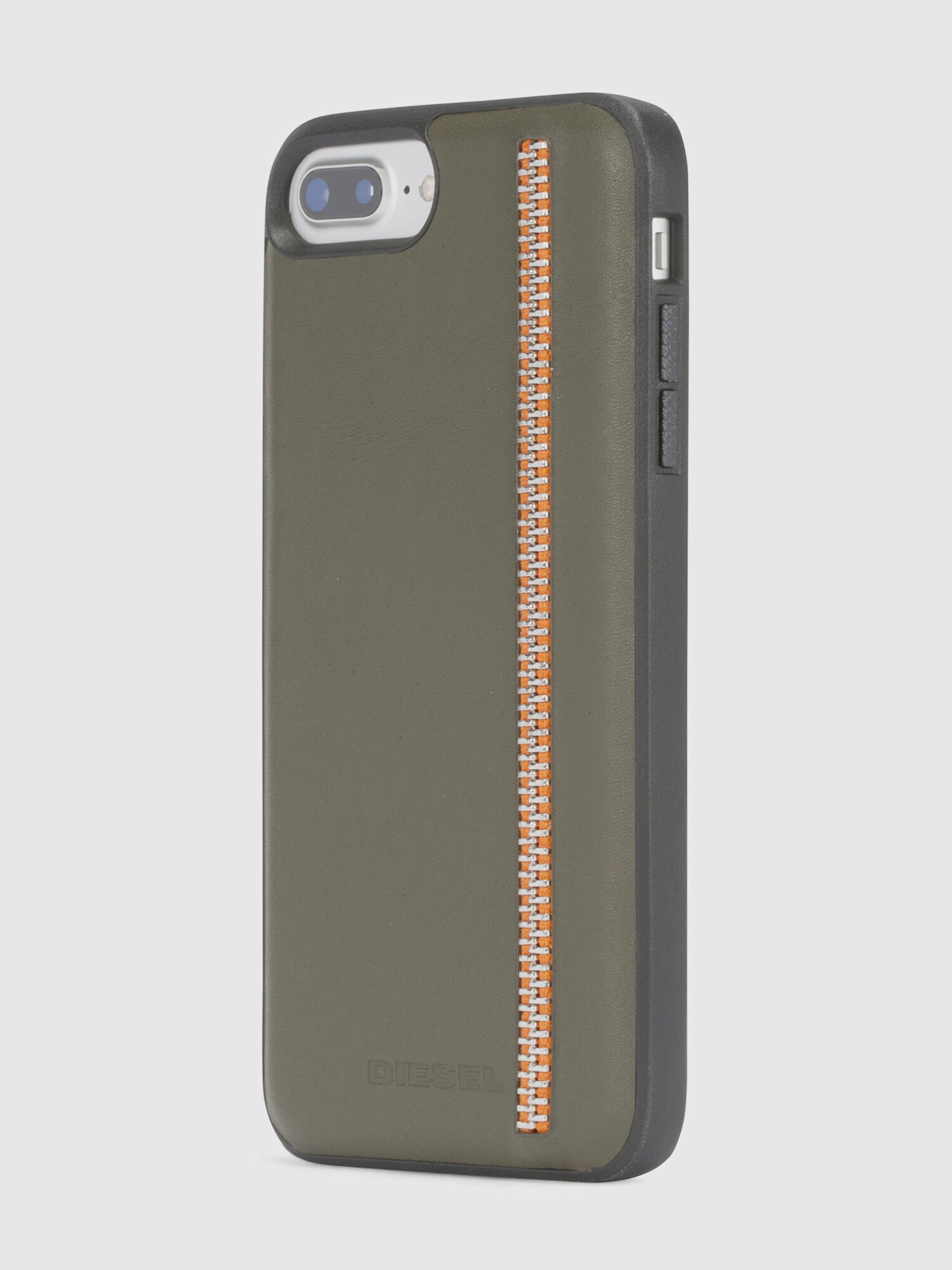 Diesel - ZIP OLIVE LEATHER IPHONE 8 PLUS/7 PLUS/6s PLUS/6 PLUS CASE, Unisex Olivgrüne Schutzhülle mit Reißverschlussdetail, iPhone 8Plus/7Plus/6s Plus/6Plus in Olivgrün - 3
