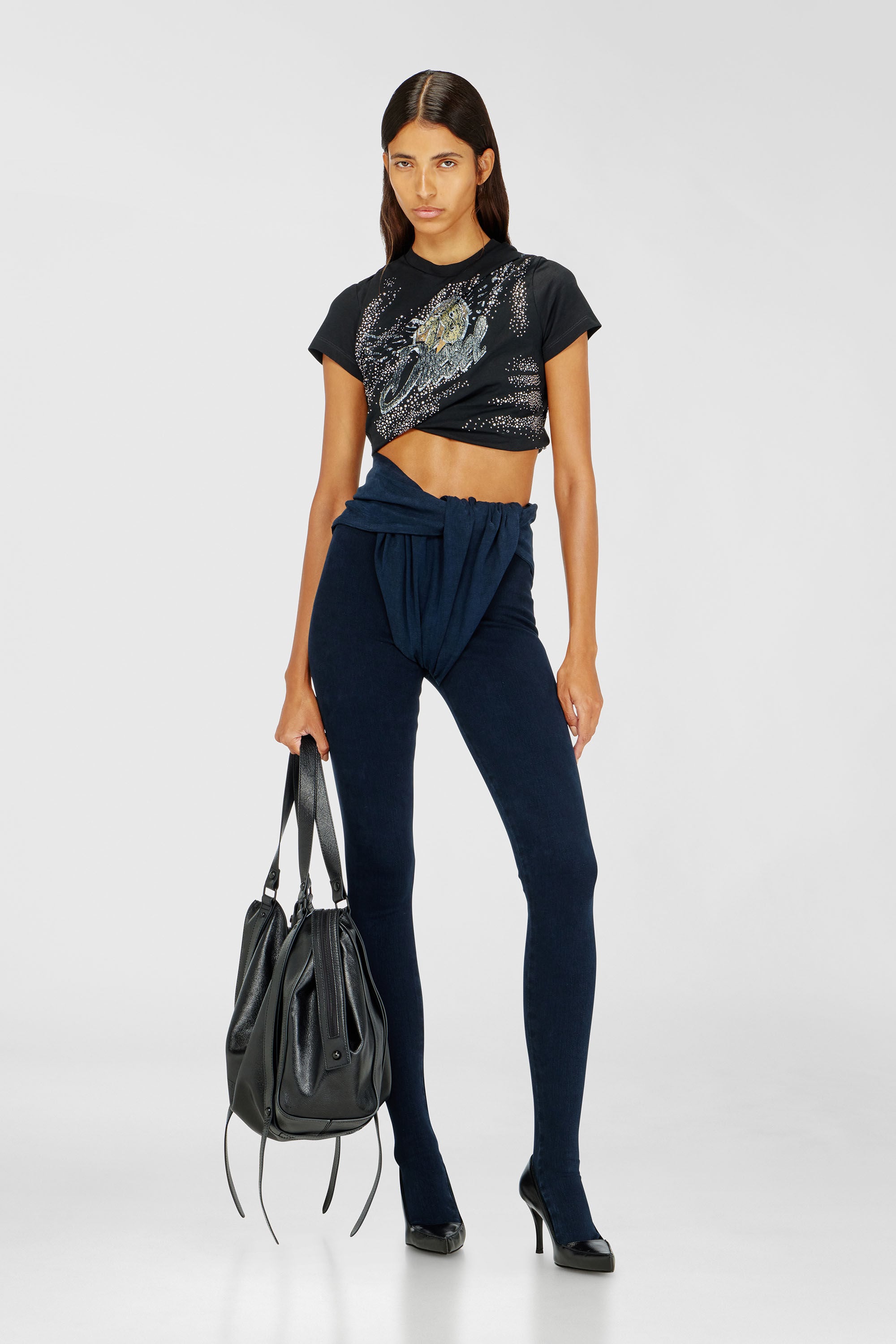 Diesel - T-WINCY, T-shirt arricciata in jersey a doppio strato Donna in ToBeDefined - 1
