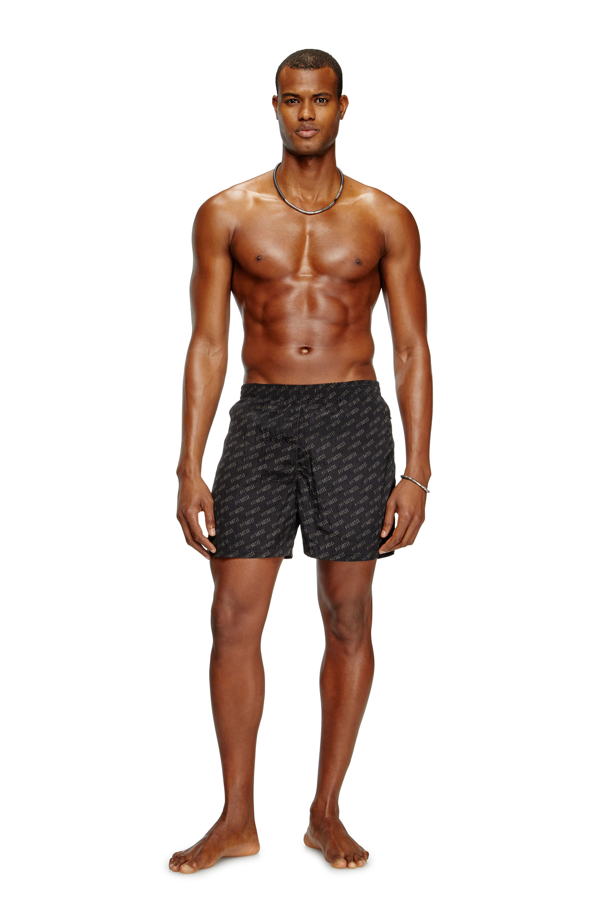 Diesel - DANIEL-41-MONO-UTLT, Herren Mittellange Badeshorts mit Allover-Logo in Schwarz - 2