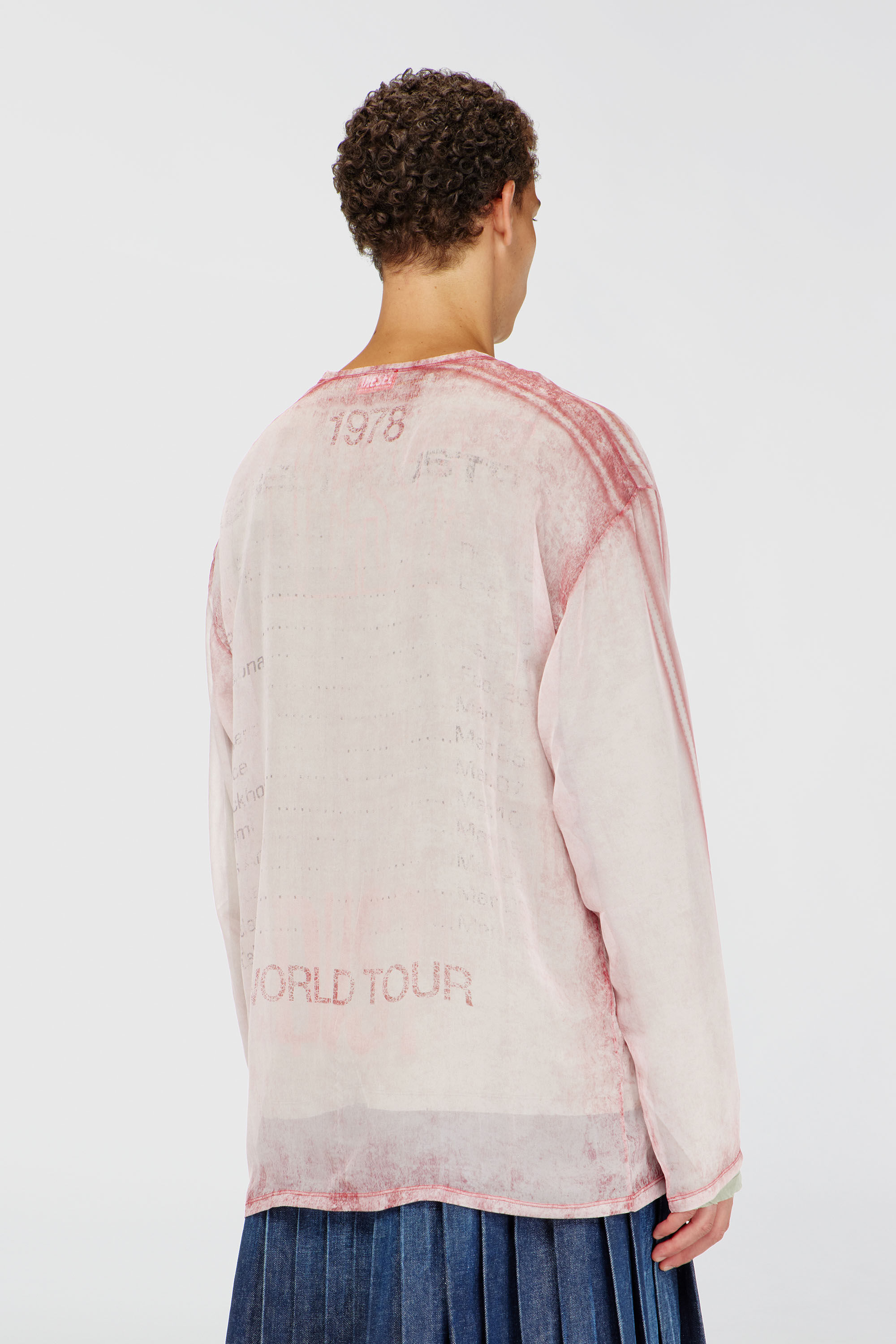 Diesel - T-DOUBLEX-LS, Herren Transparentes Chiffon-Top mit Konzertgrafiken in Gesichtspuder - 4