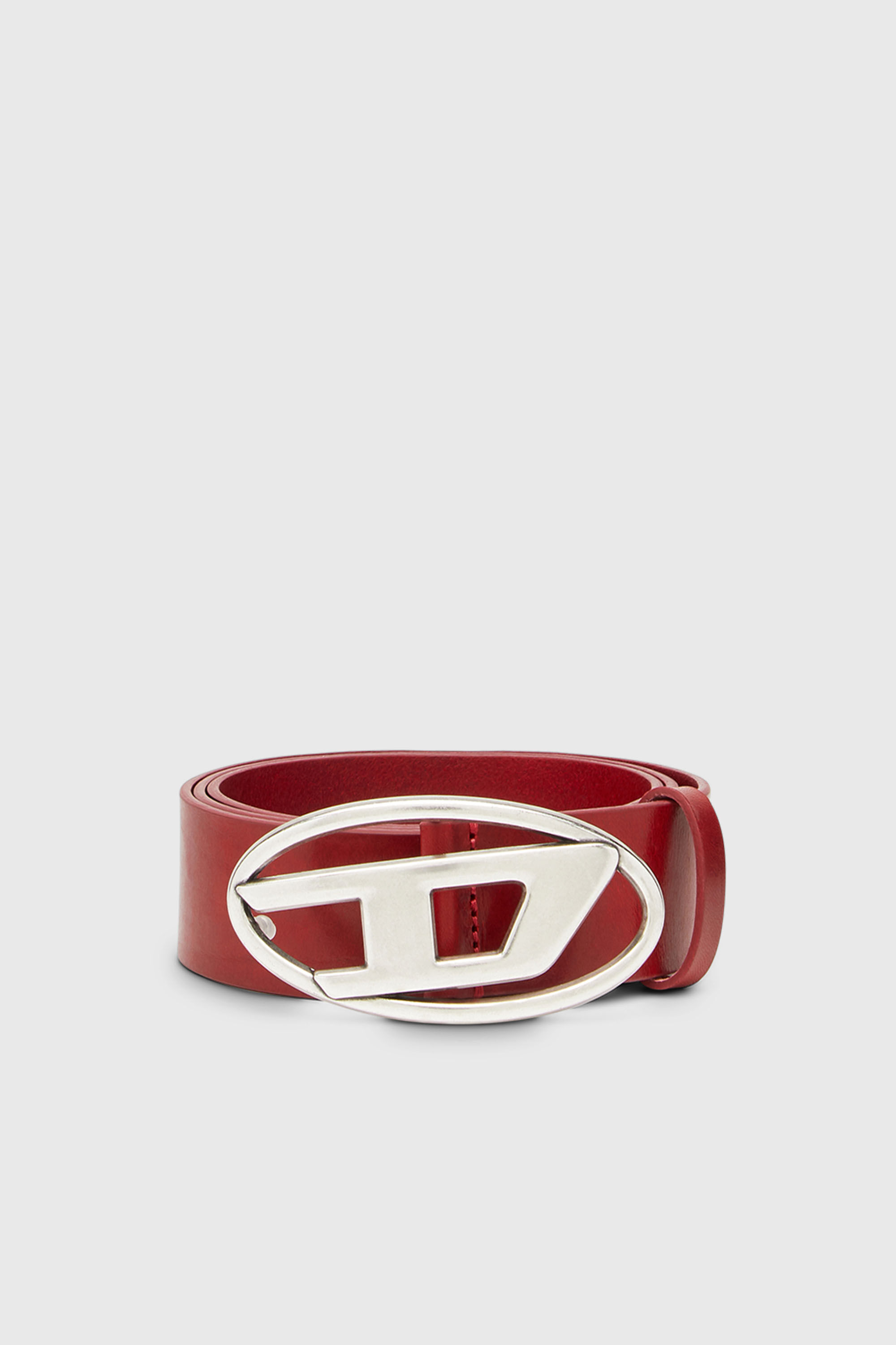 Diesel - B-1DR, Ceinture 3.9 cm en cuir avec boucle D Homme in Rouge - 1