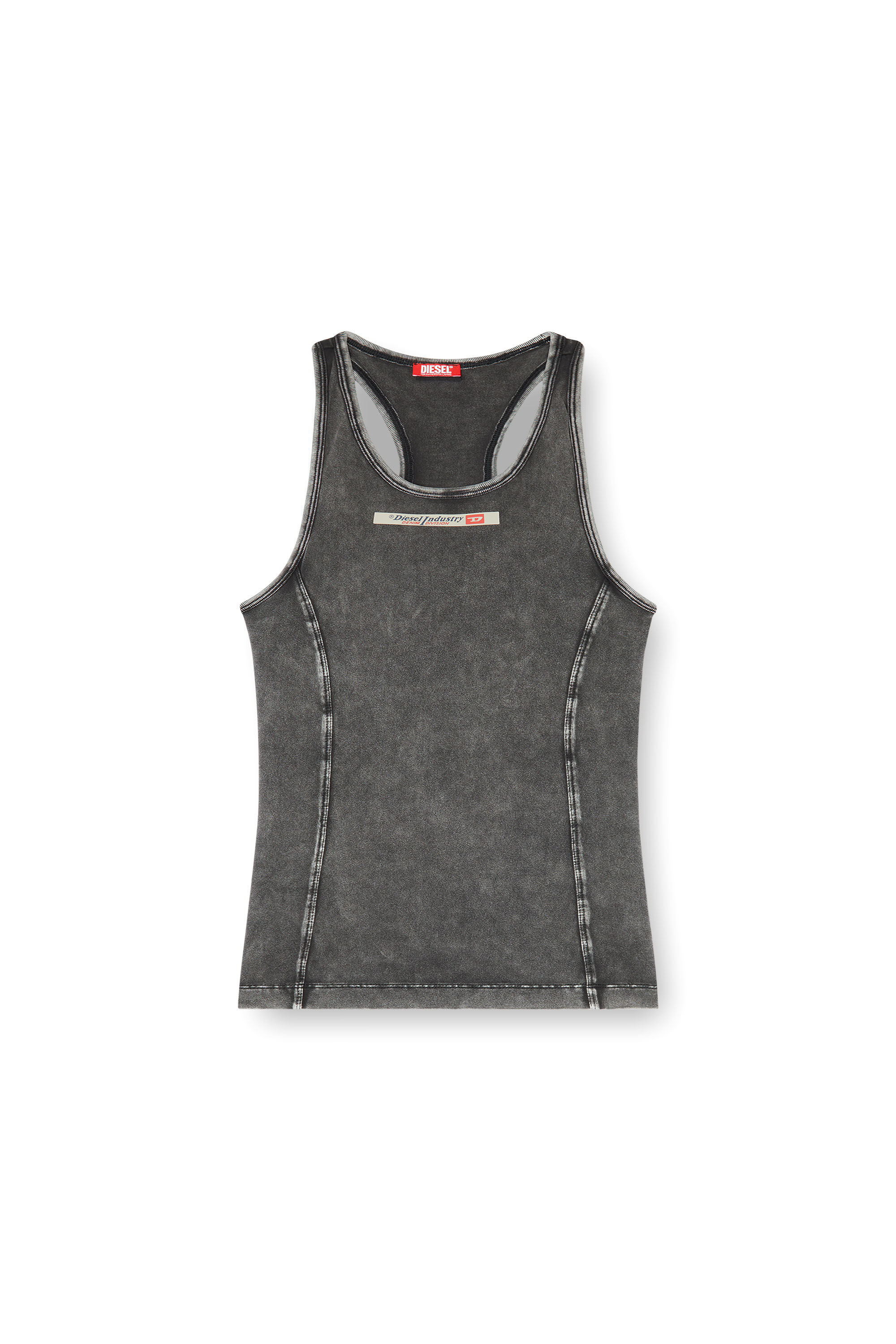 Diesel - IRENE-DNM, Canotta in cotone con effetto lavorato Donna in Grigio - 2