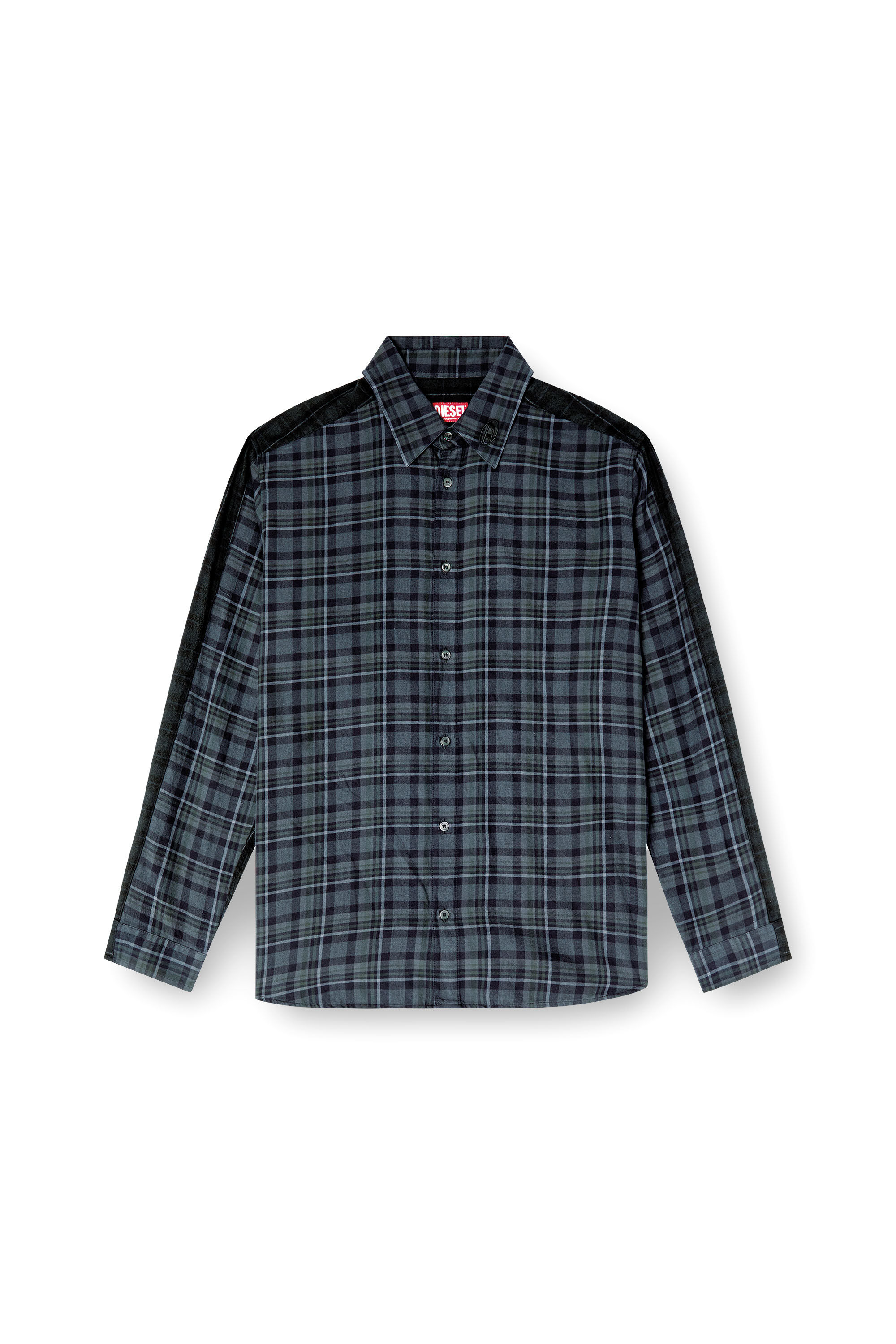 Diesel - S-SIMPLY-CHECK, Chemise en flanelle à carreaux épissée Homme in Polychrome - 2