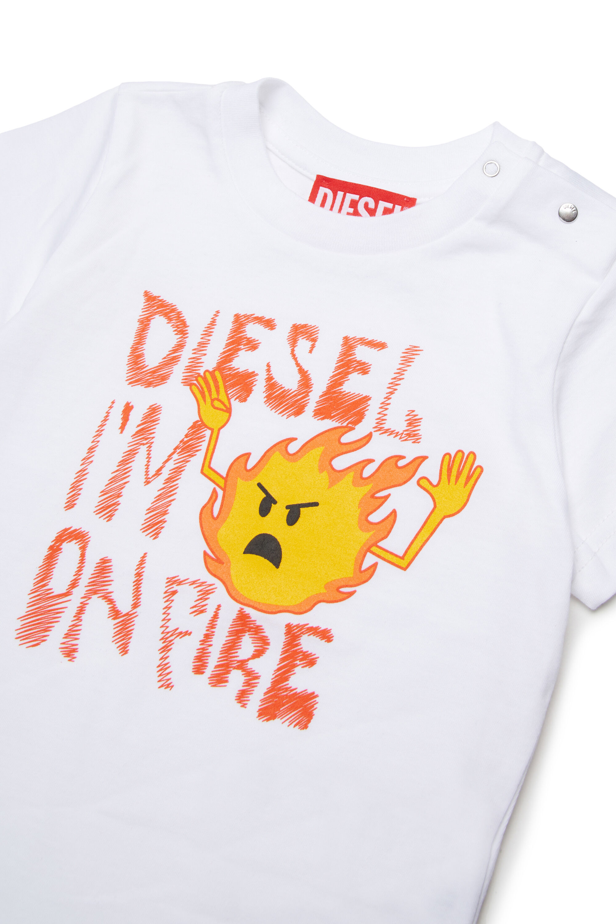 Diesel - TPIRB, Man's T-shirt with fire print in White - 3