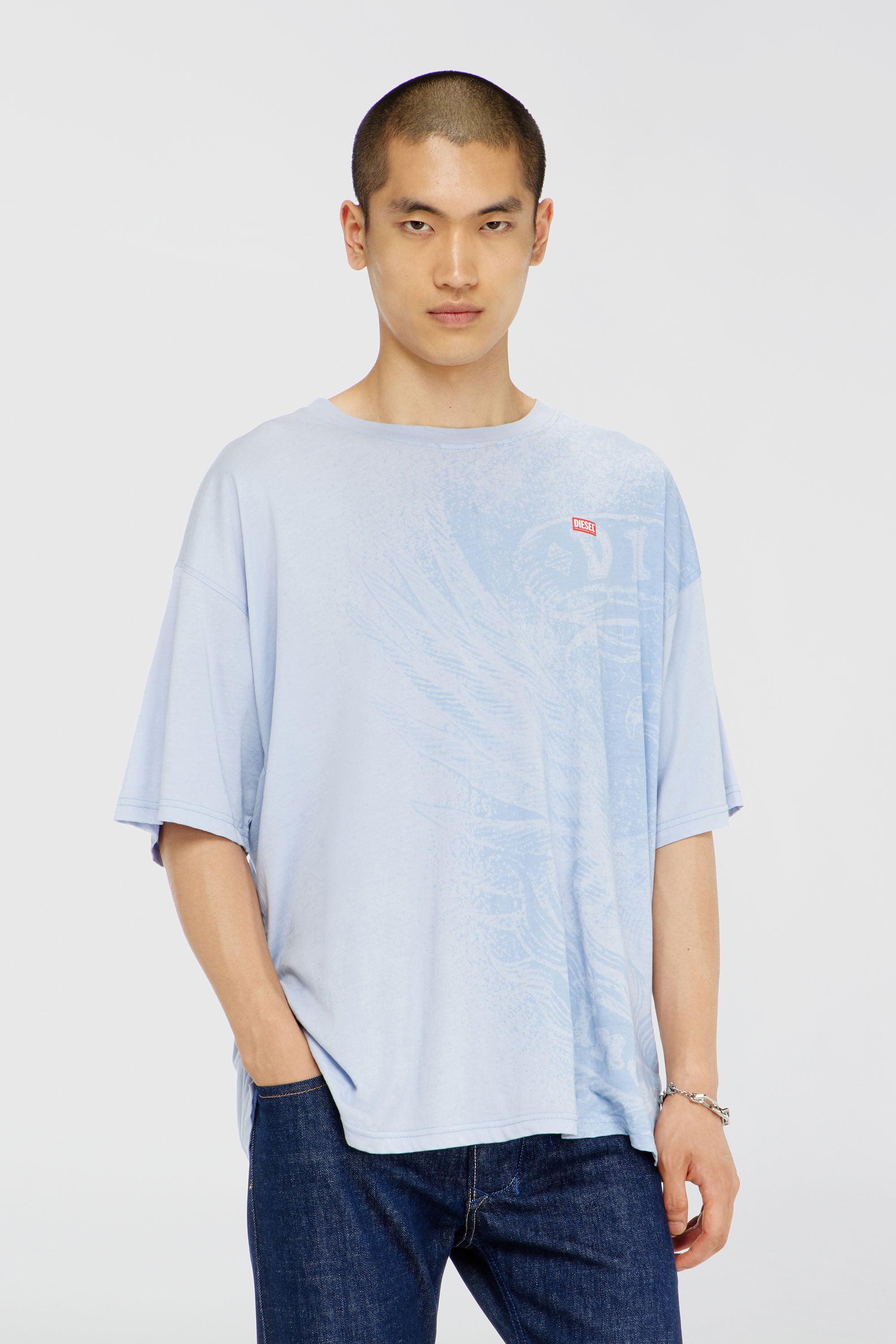 Diesel - T-BOXT-AA3, T-shirt d&eacute;contract&eacute; avec impressions pigmentaires Homme in Bleu - 3