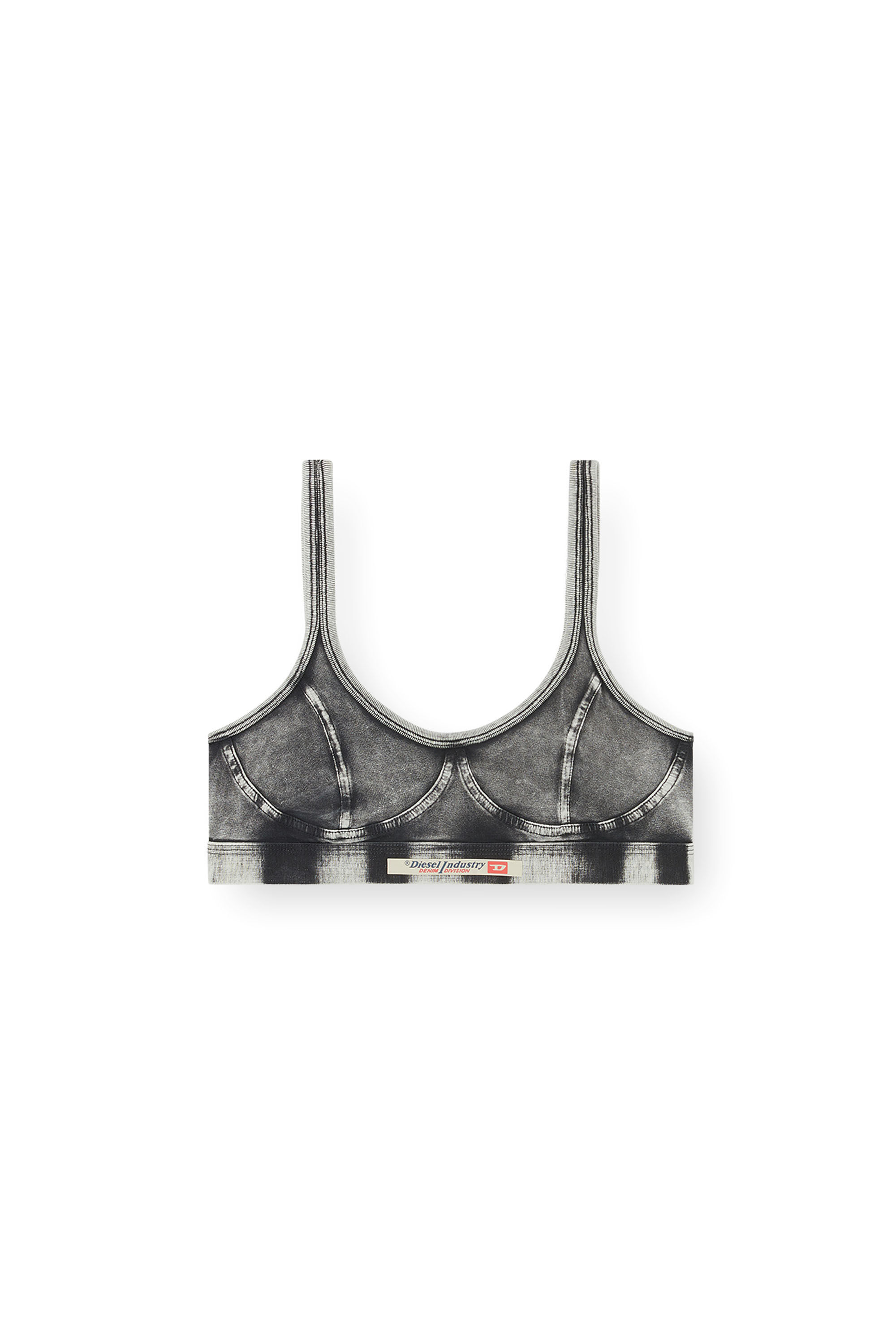 Diesel - KASSIE-DNM, Brassière en jersey effet denim Femme in Noir - 1