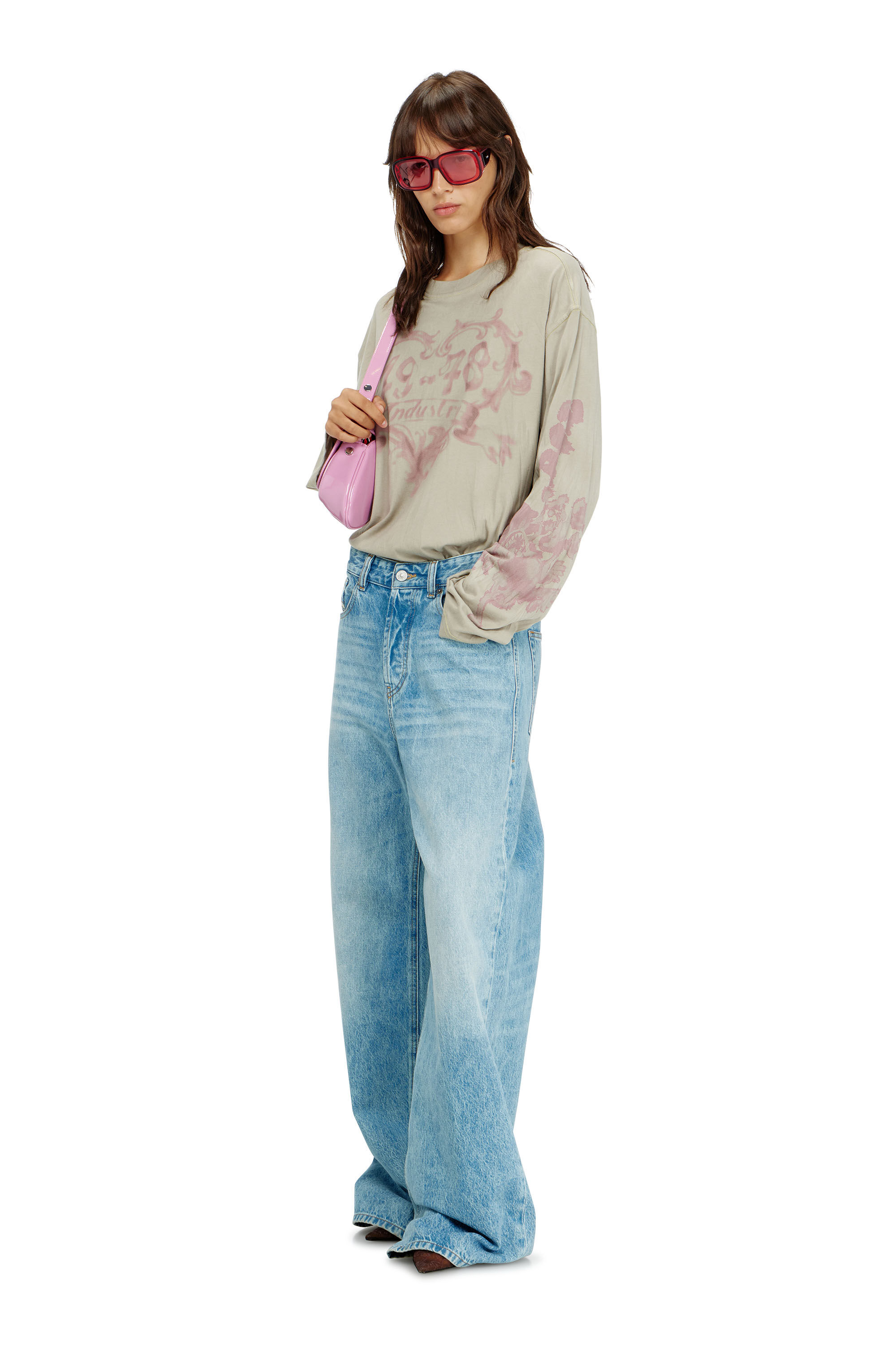 Diesel - T-HILARY-LS-AA1, T-shirt a manica lunga in cotone con stampa grafica Donna in Multicolor - 1