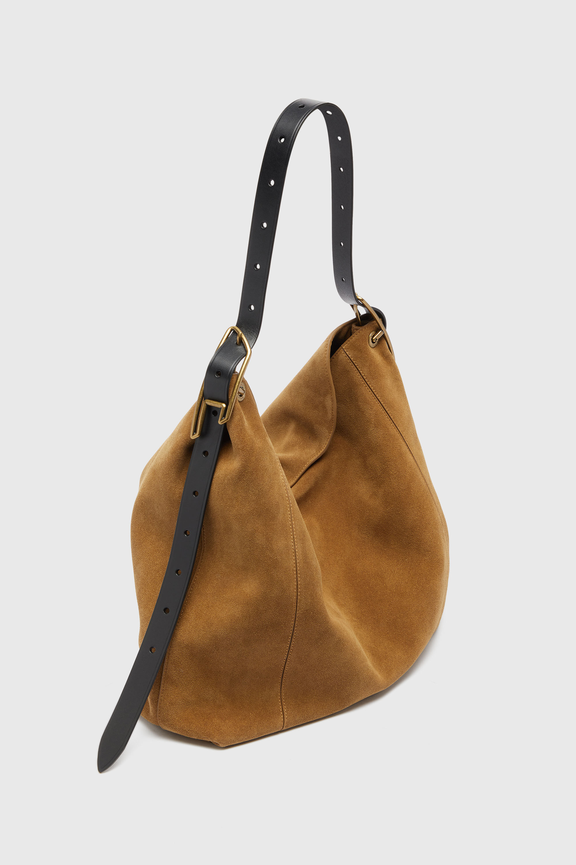 Diesel - D-LINE HOBO L, Damen D-Line Hobo-Tasche aus gewachstem Veloursleder in Hellbraun - 8
