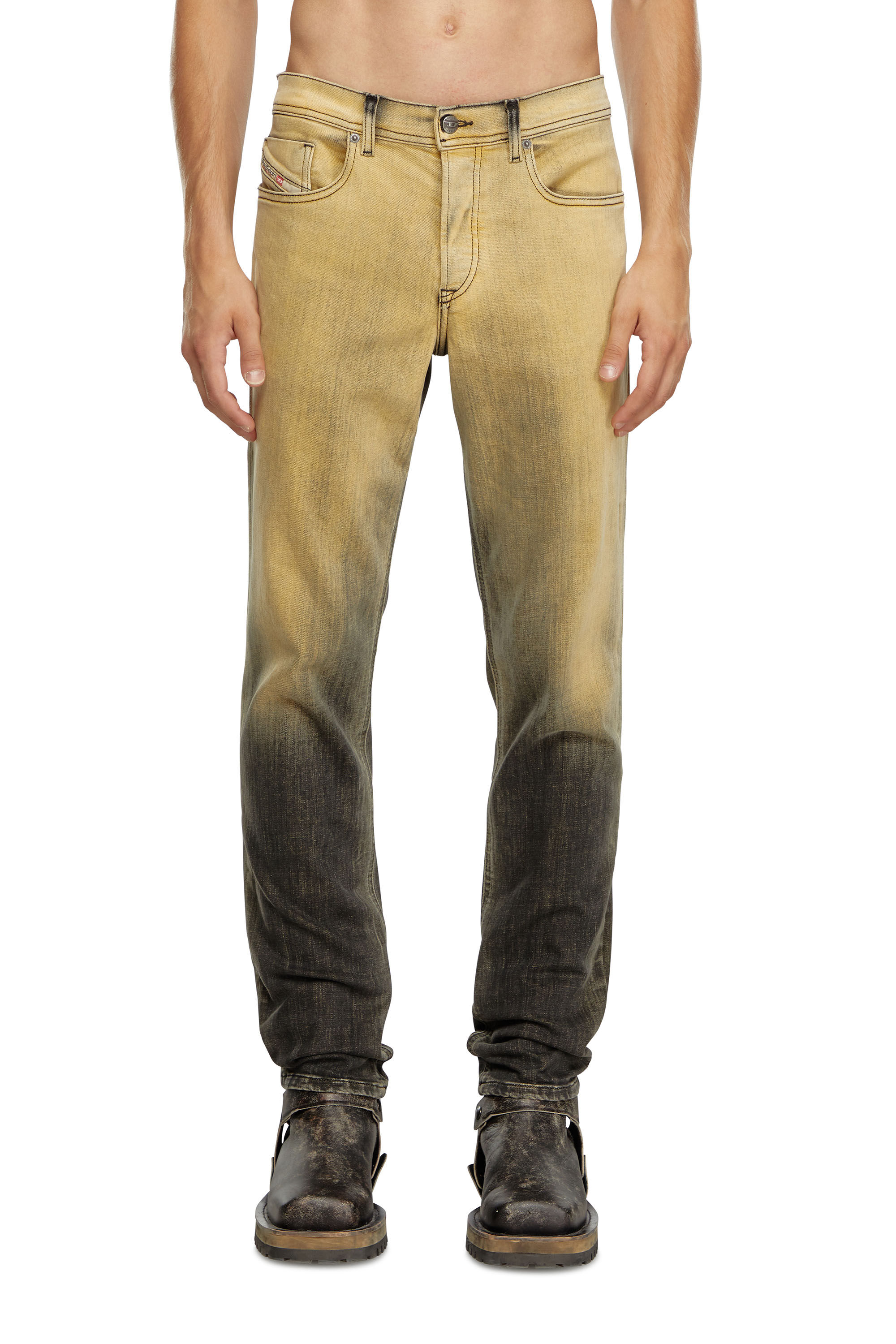 Diesel - Herren Regular Jeans 2023 D-Finitive 09J85, Schwarz/Gelb - 3