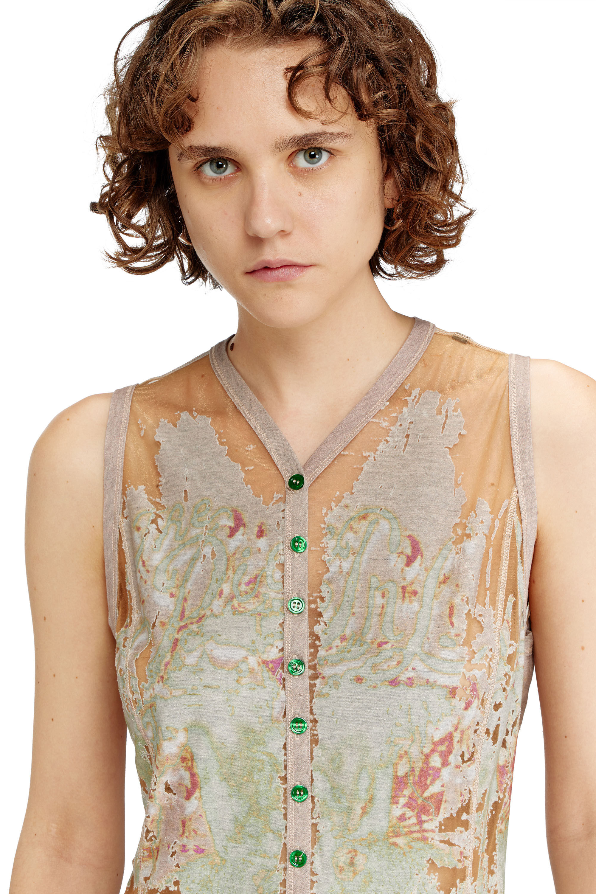 Diesel - D-ALFIO, Robe courte en jersey d&eacute;vor&eacute; imprim&eacute; Femme in Marron - 5