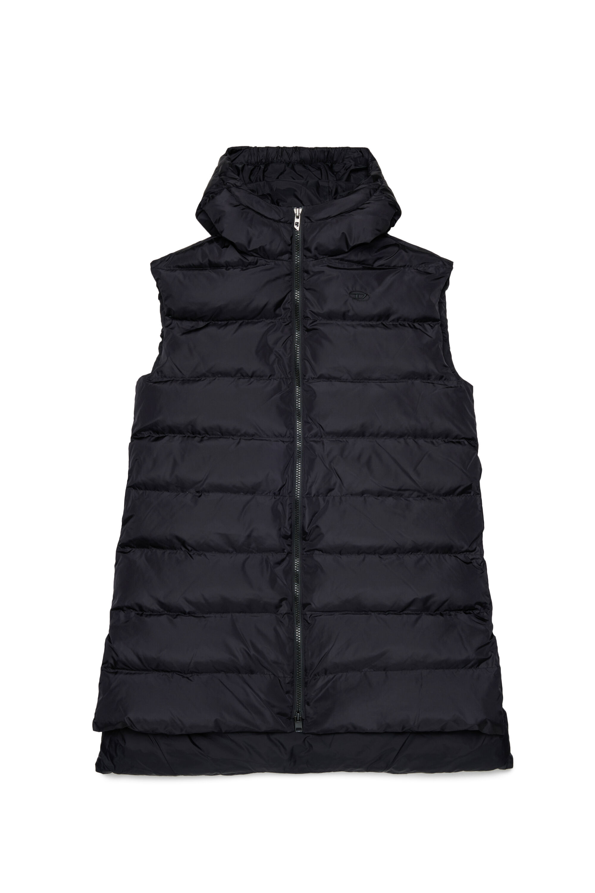 Diesel - JFENNY, Longline veste matelass&eacute;e &agrave; capuche Femme in Noir - 1