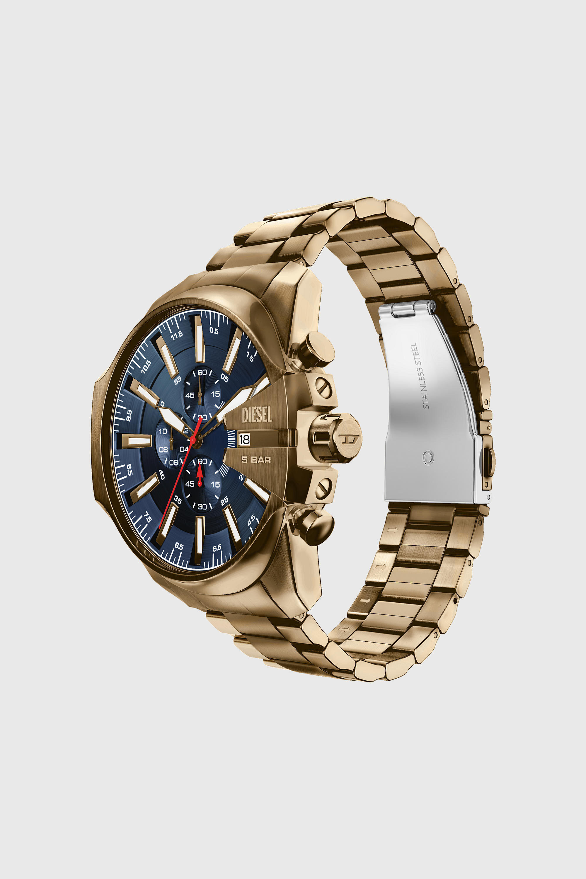 Diesel - DZ4736 WATCH, Herren Mega Chief Slim Uhr aus Edelstahl in Altgoldoptik in Gold - 5