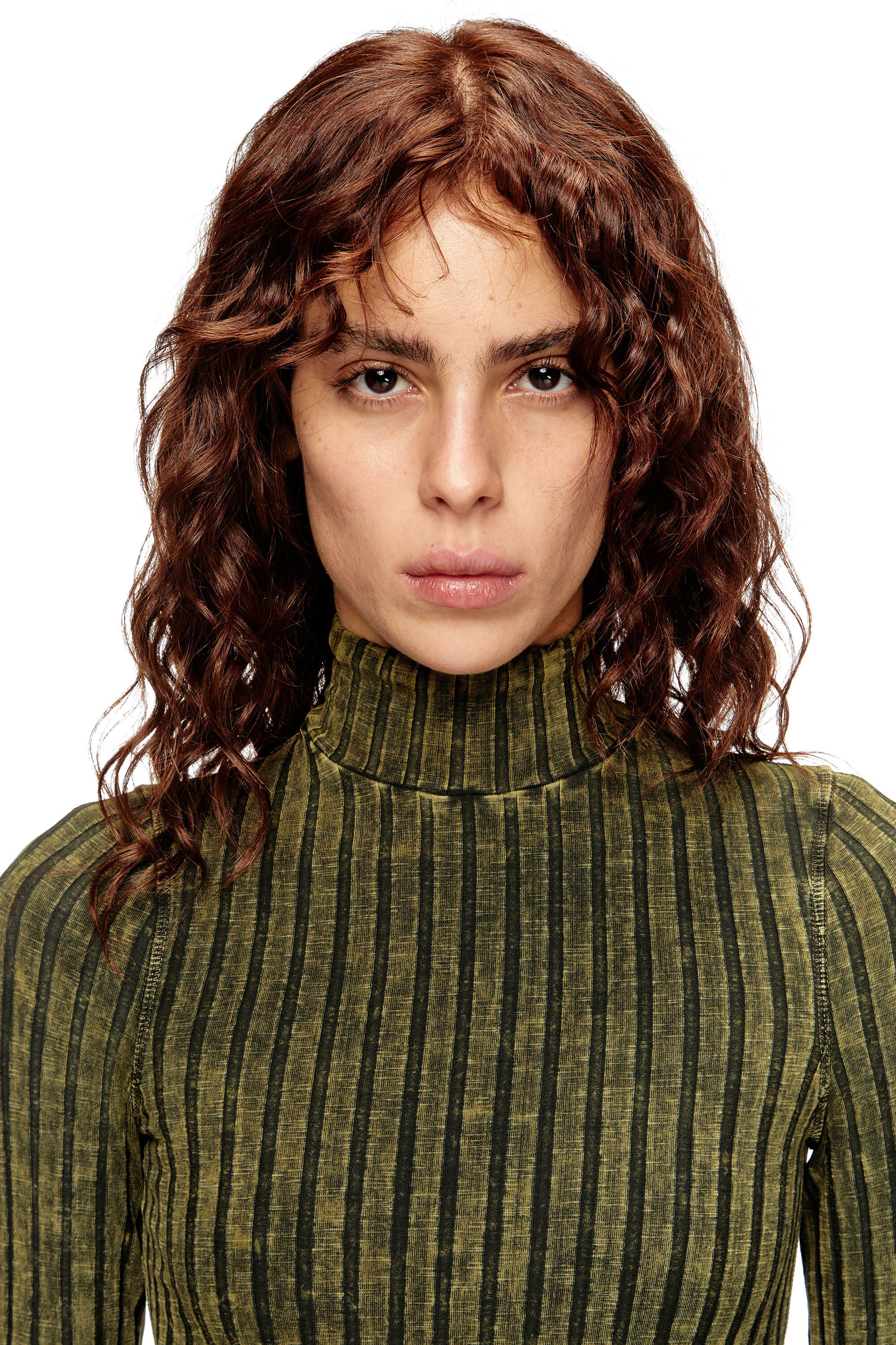 Diesel - D-WAVYA, Abito midi in jersey lavorato a coste ampie Donna in Verde - 5