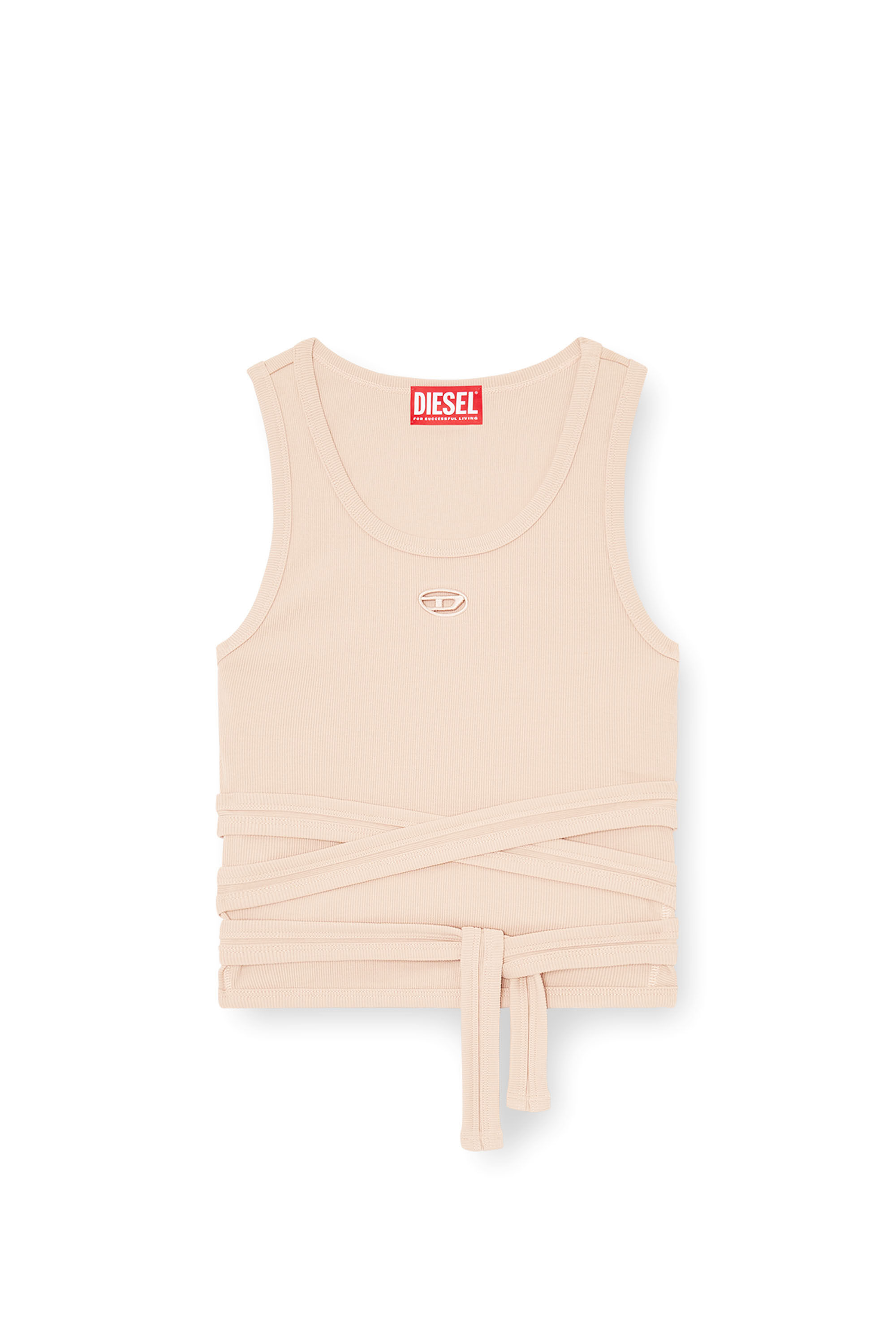Diesel - T-ANKY-TAIL-S1, Crop top &agrave; design crois&eacute; Femme in Rose - 2