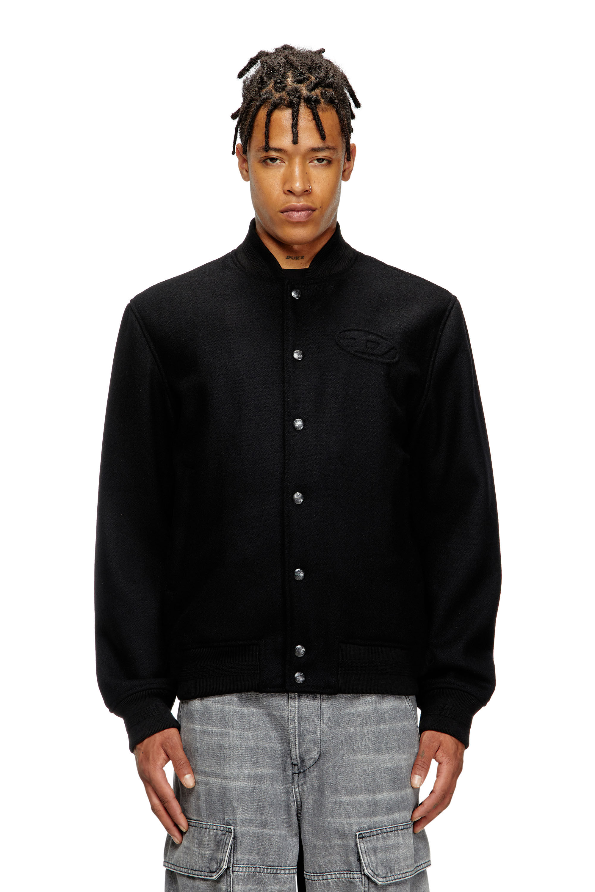 Diesel - J-ARRY, Giacca bomber imbottita in misto lana Uomo in Nero - 3