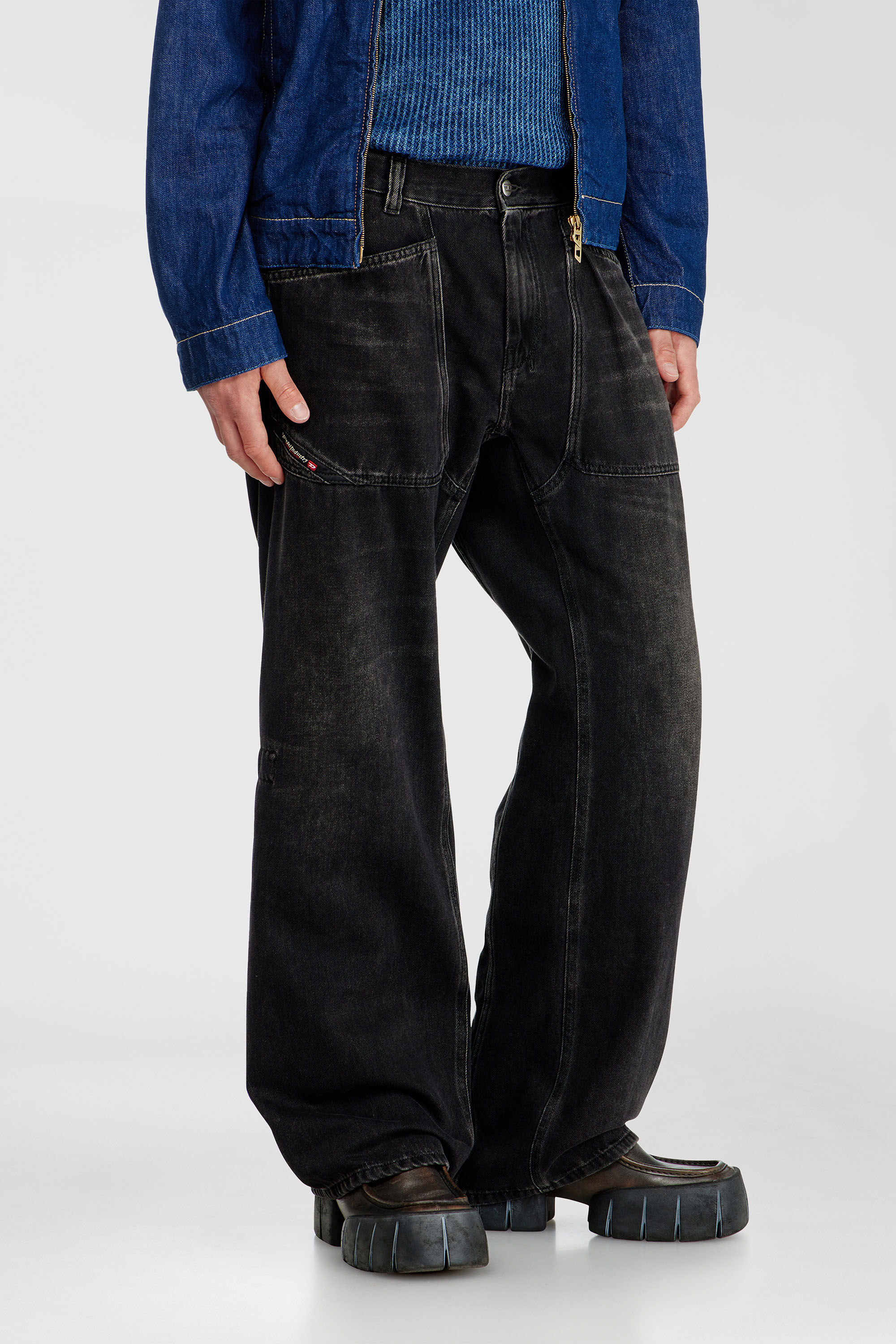 Diesel - Relaxed Jeans D-Zeta 09J96 Homme, Noir/Gris fonc&eacute; - Image 7
