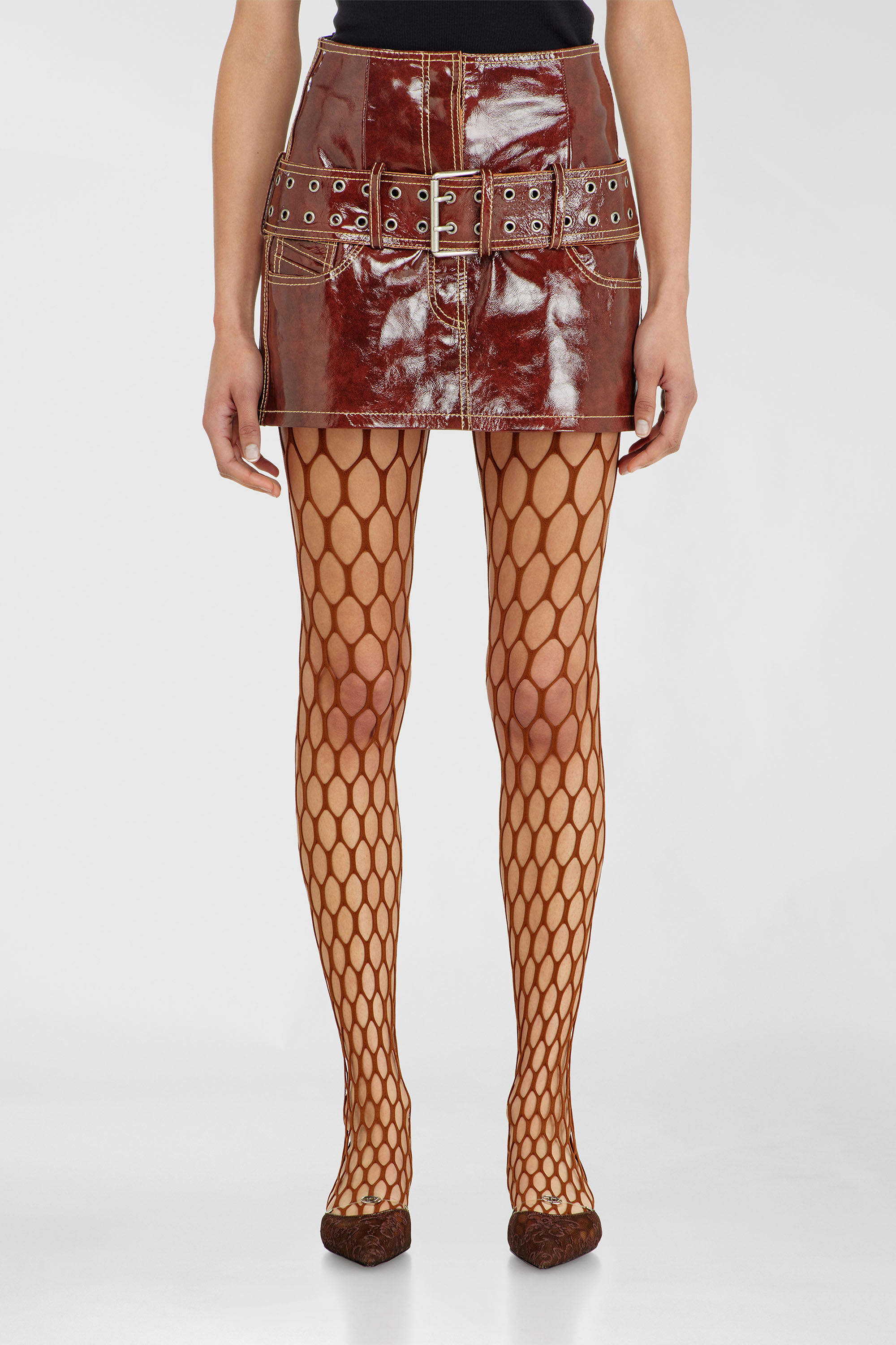 Diesel - L-EVANT, Minigonna in vernice con cintura Donna in Rosso - 3