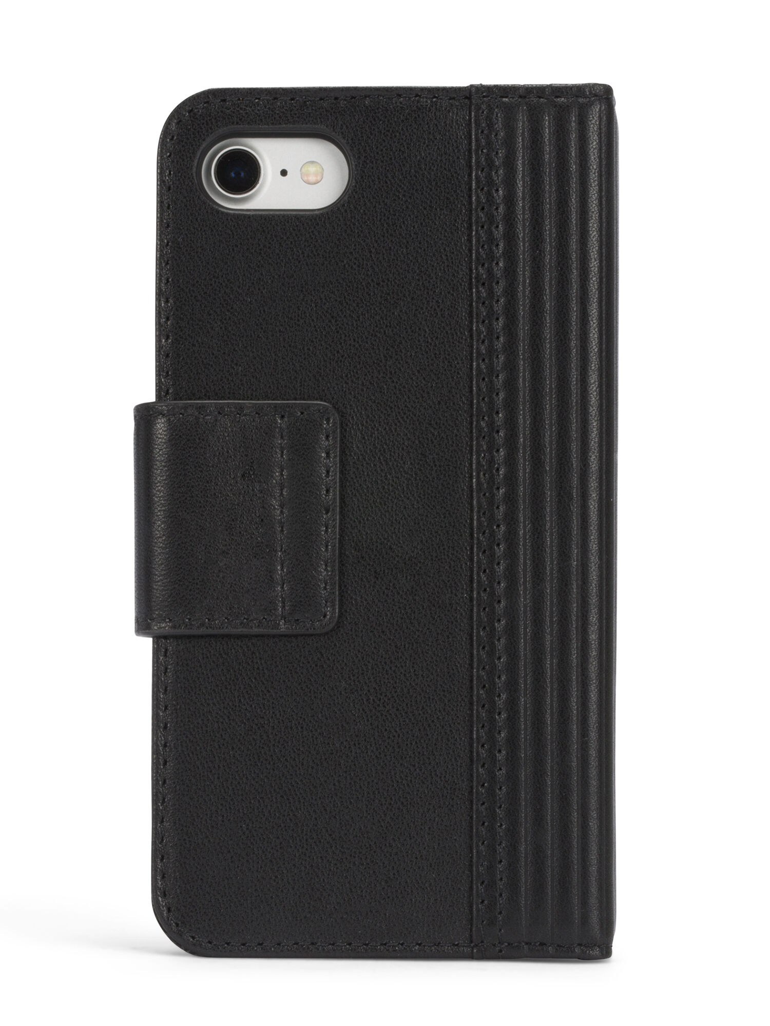 Diesel - BLACK LINED LEATHER IPHONE 8 PLUS/7 PLUS FOLIO, Unisex Klappcover mit schwarzem Leder, iPhone 8Plus/7Plus in Schwarz - 5