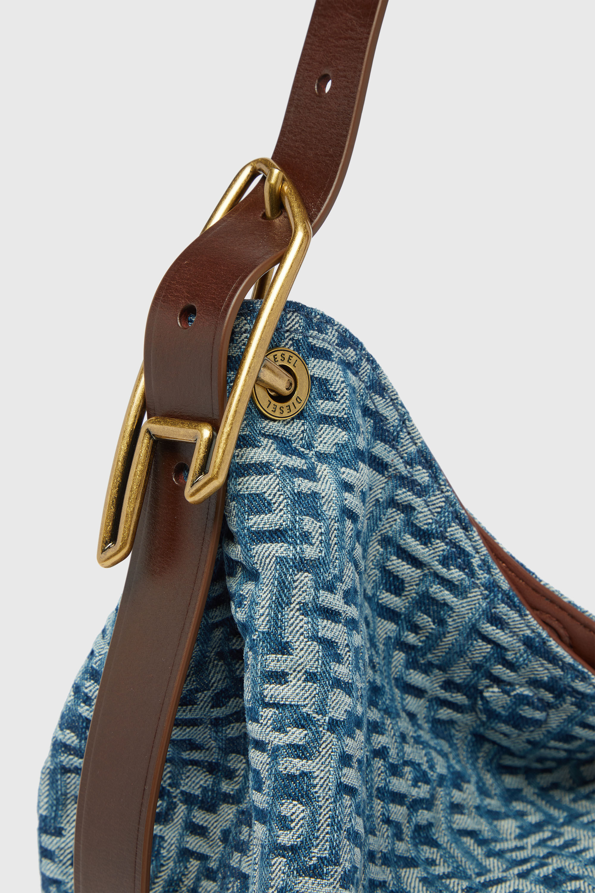 Diesel - D-LINE HOBO S, D-Line Borsa a spalla in denim monogram Donna in Blu - 6