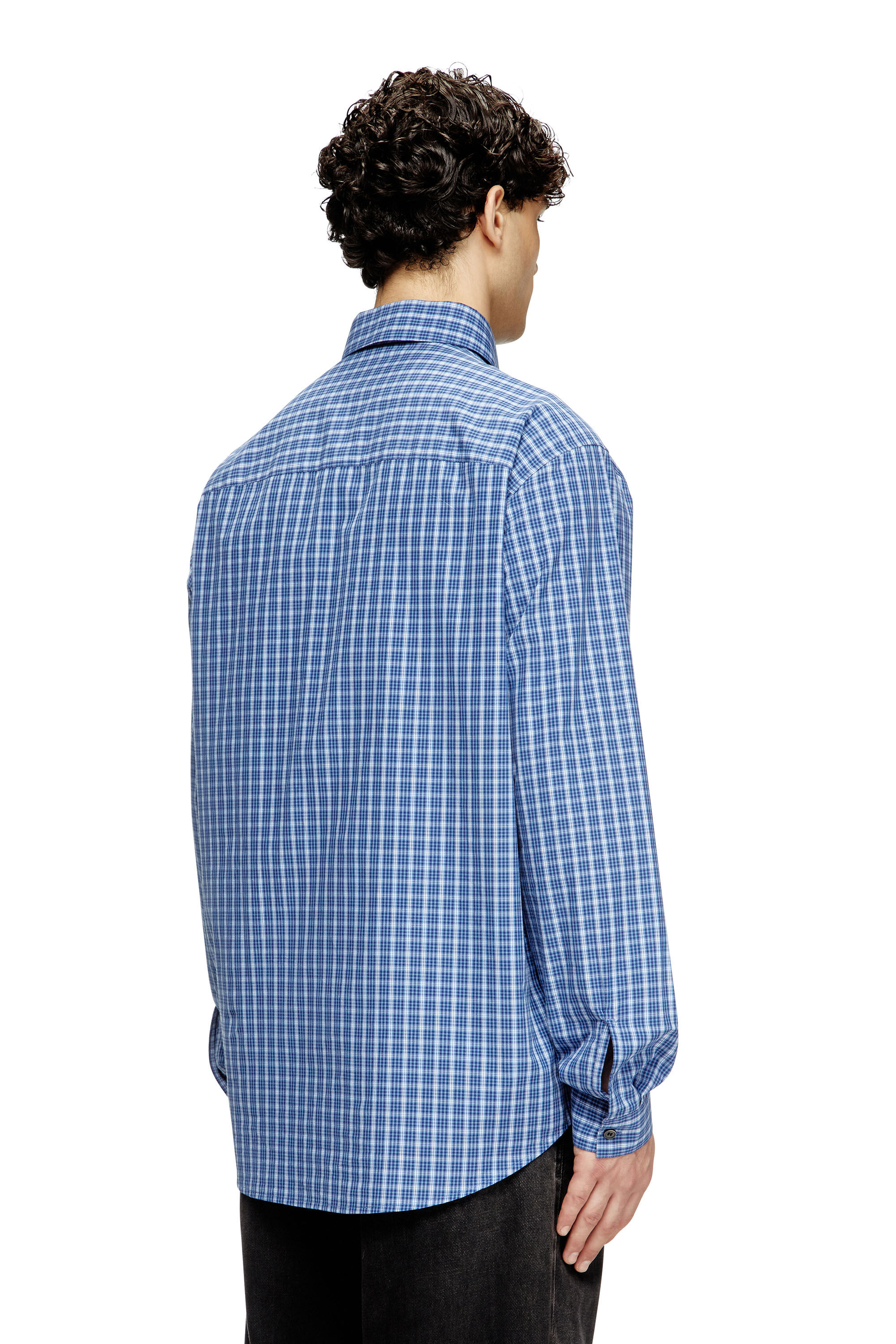 Diesel - S-SIMPLY-DLBV, Herren Karo-Shirt mit Oval D-Stickerei in Blau - 3