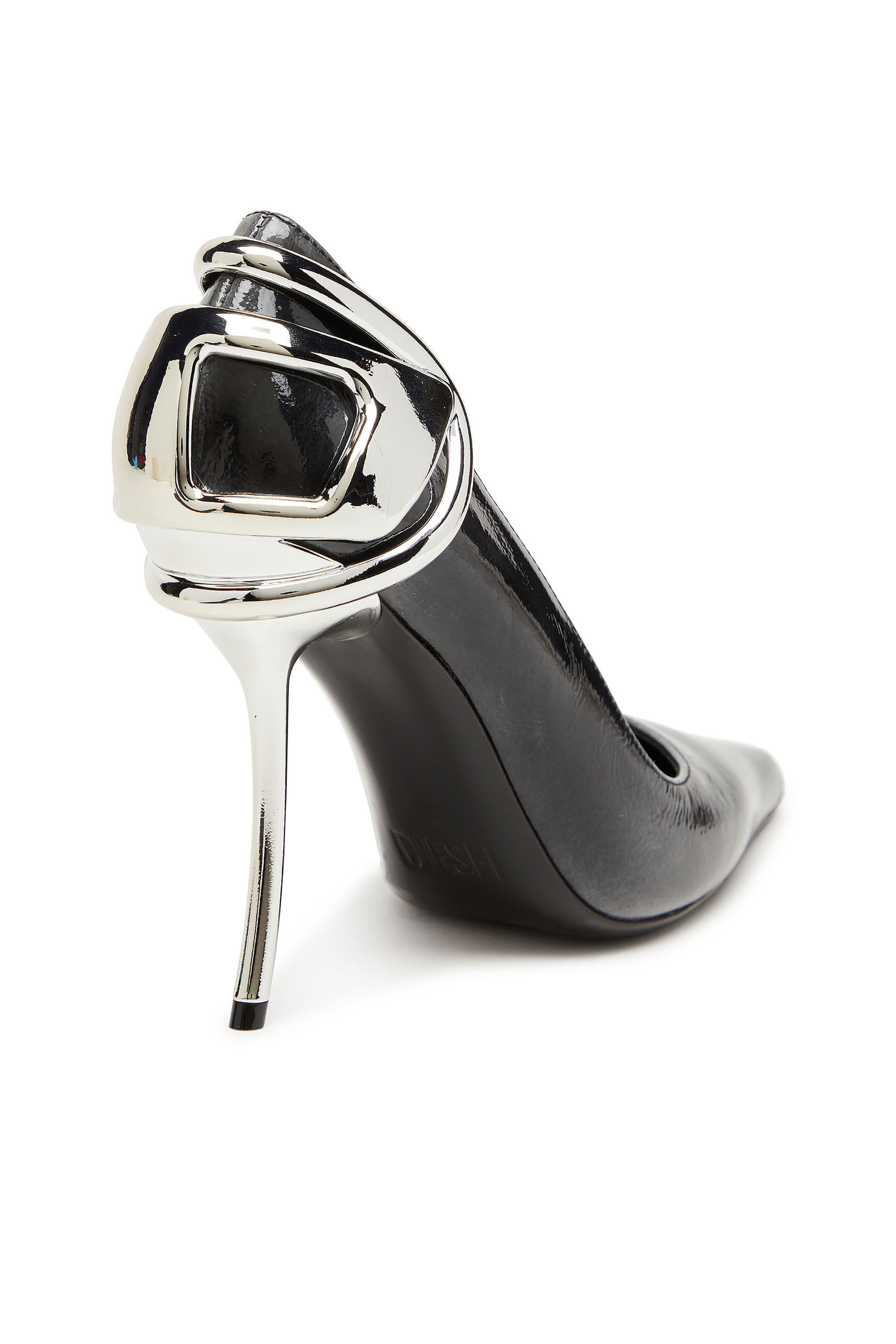 Diesel - D-TEN&HALF P, Escarpins en cuir verni effet pull-up Femme in Noir - 5