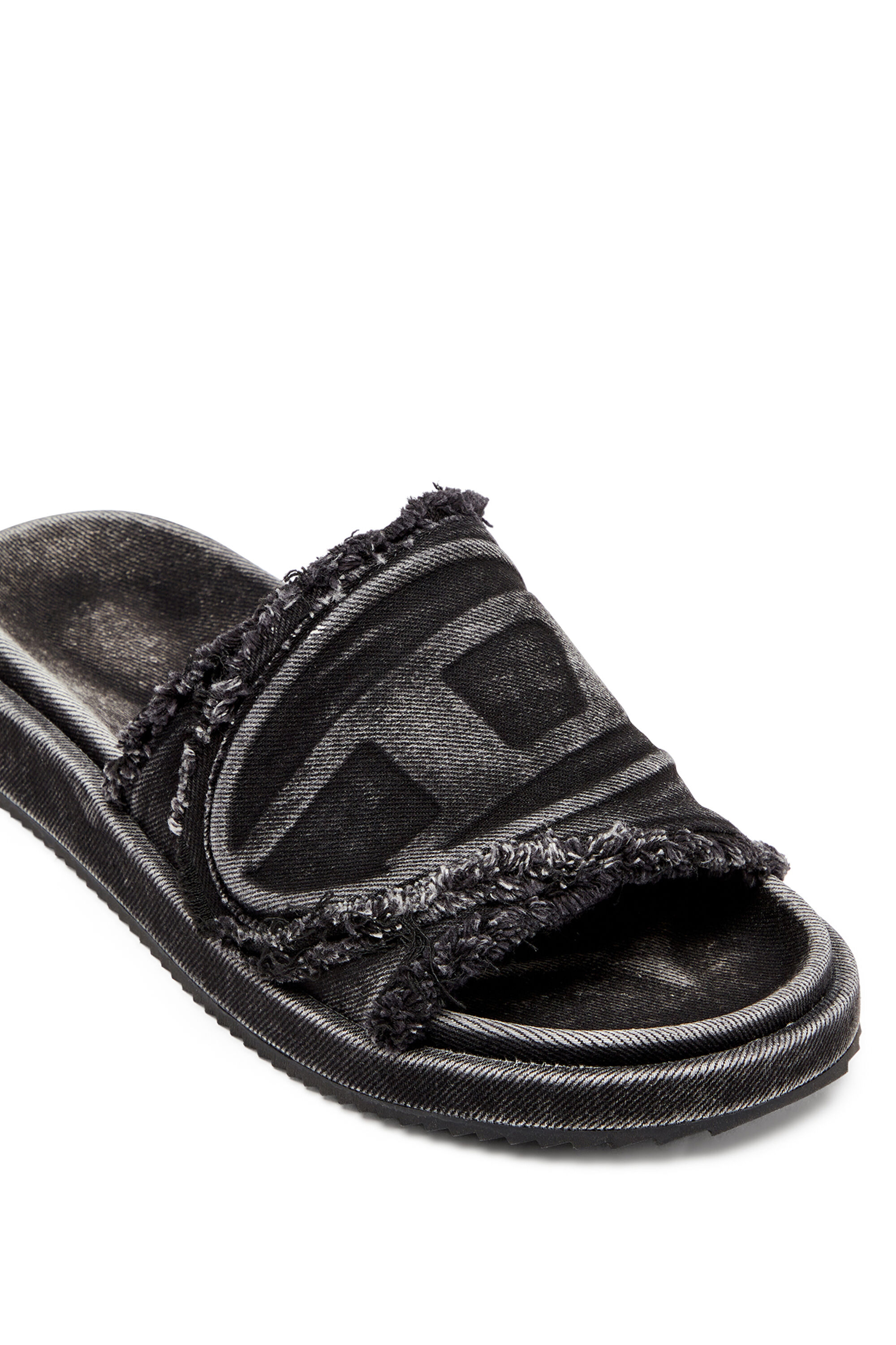 Diesel - SA-SLIDE D OVAL, Sa-Slide D-Slide in denim distressed Unisex in Nero - 6
