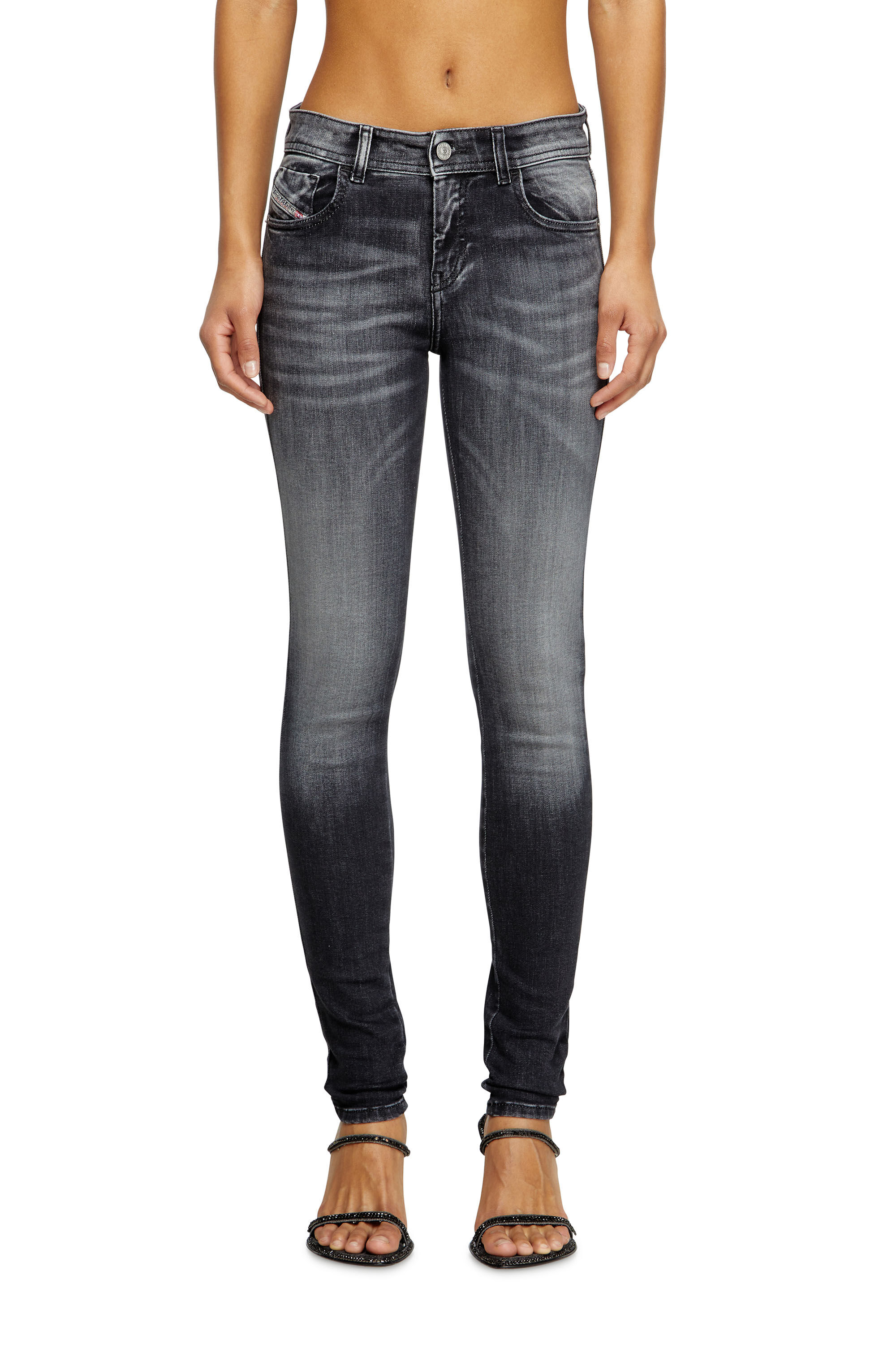 Diesel - Skinny Jeans 2017 Slandy 09K97 Donna, Nero/Grigio scuro - Image 3