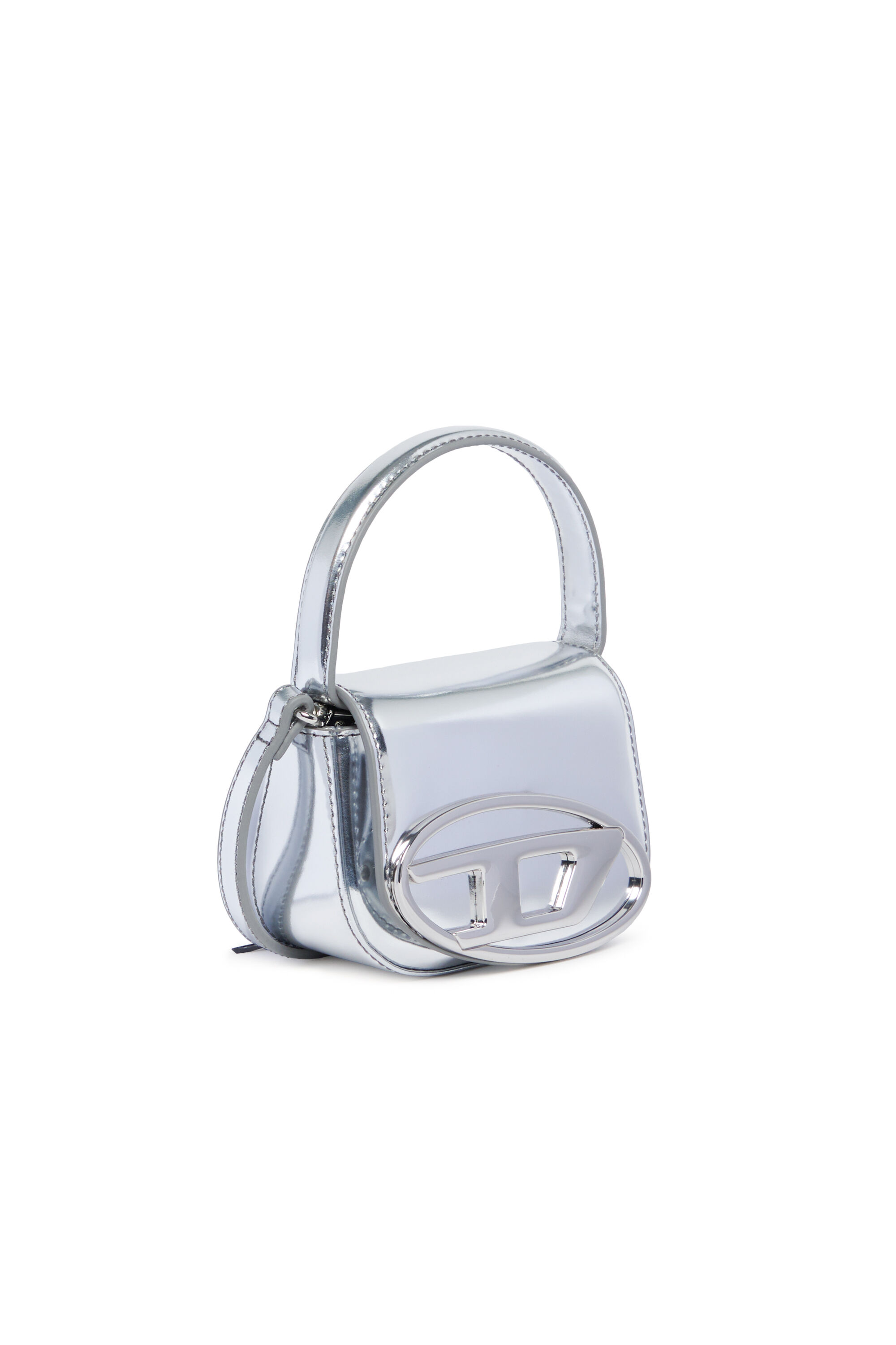 Diesel - 1DR XS, Iconica mini borsa a spalla in pelle metallizzata opaca Donna in Argento - 3