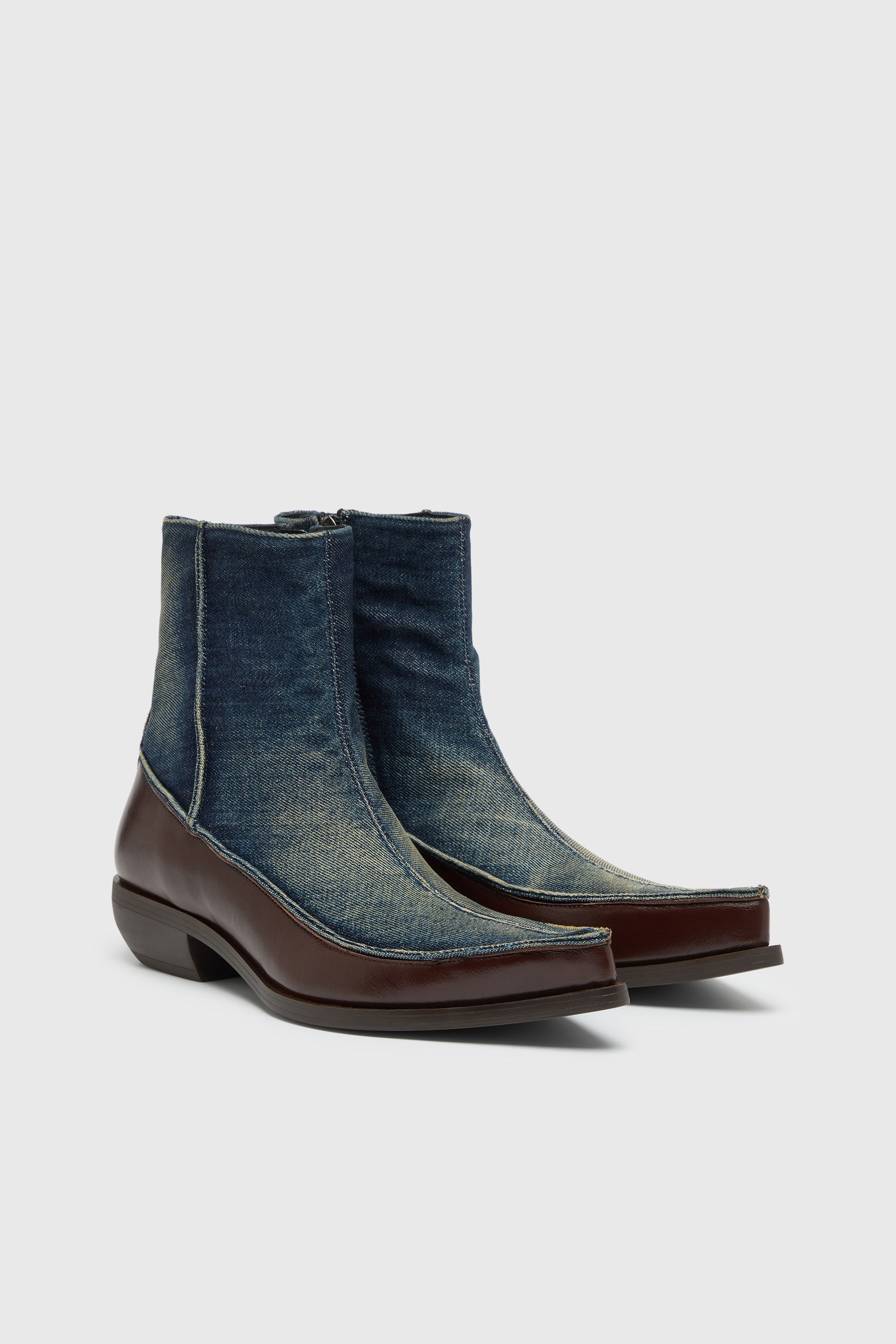 Diesel - D-FRIDO-30-TR, D-Frido-Bottines western en cuir et denim Homme in ToBeDefined - 2